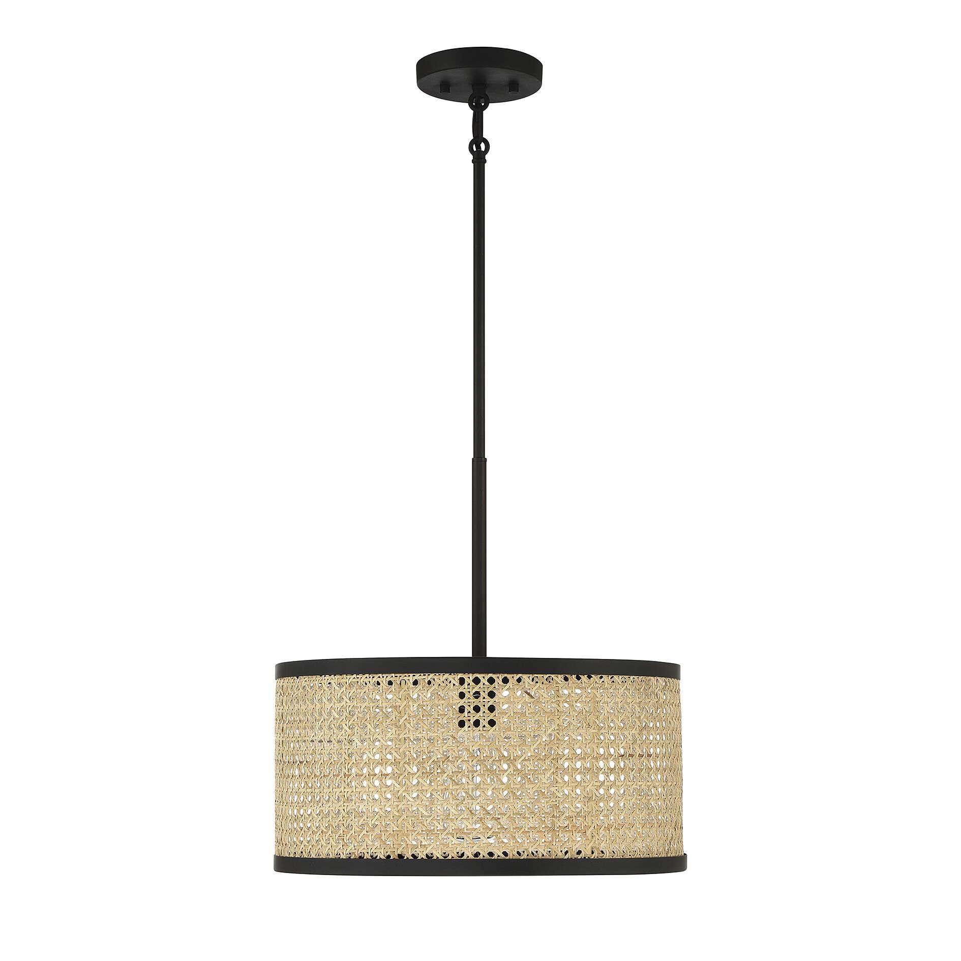 Shown in Natural Cane with Matte Black finish and Natural Cane shade