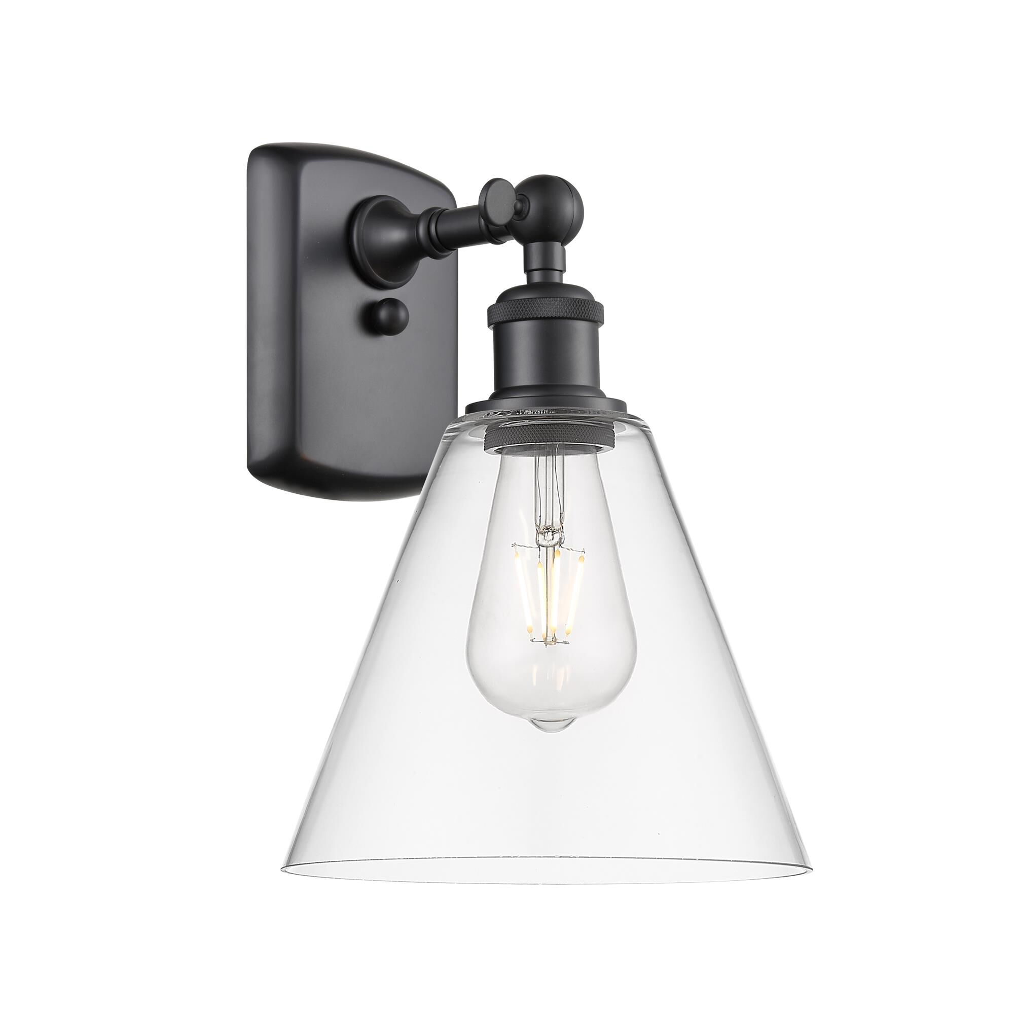 Shown in Matte Black finish and Clear Ballston Cone glass
