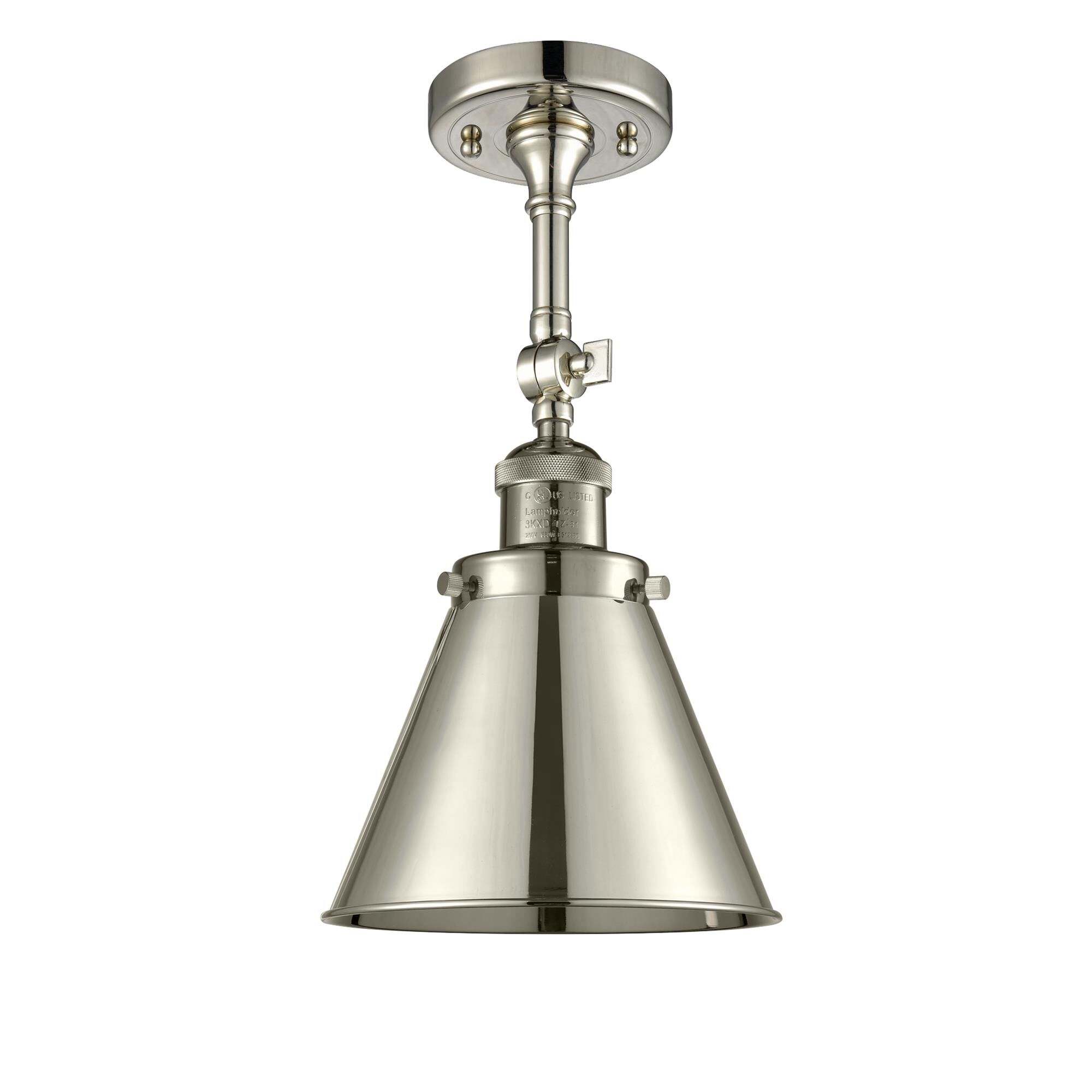 Shown in Polished Nickel finish and Metal - Polished Nickel - Cone shade