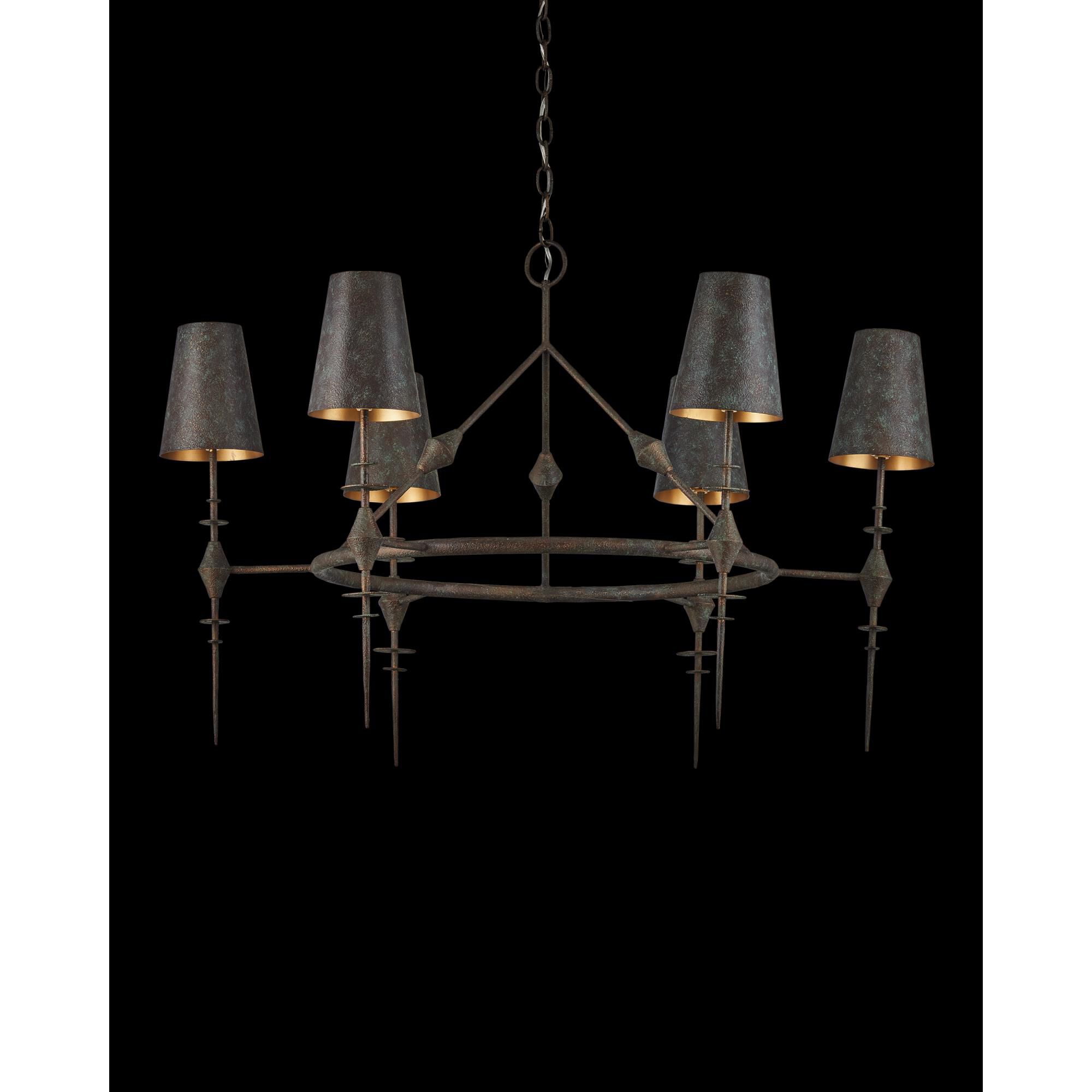 Shown in Verde Bronze and Contemporary Gold finish and Metal Verdi Bronze/Painted Contemporary shade