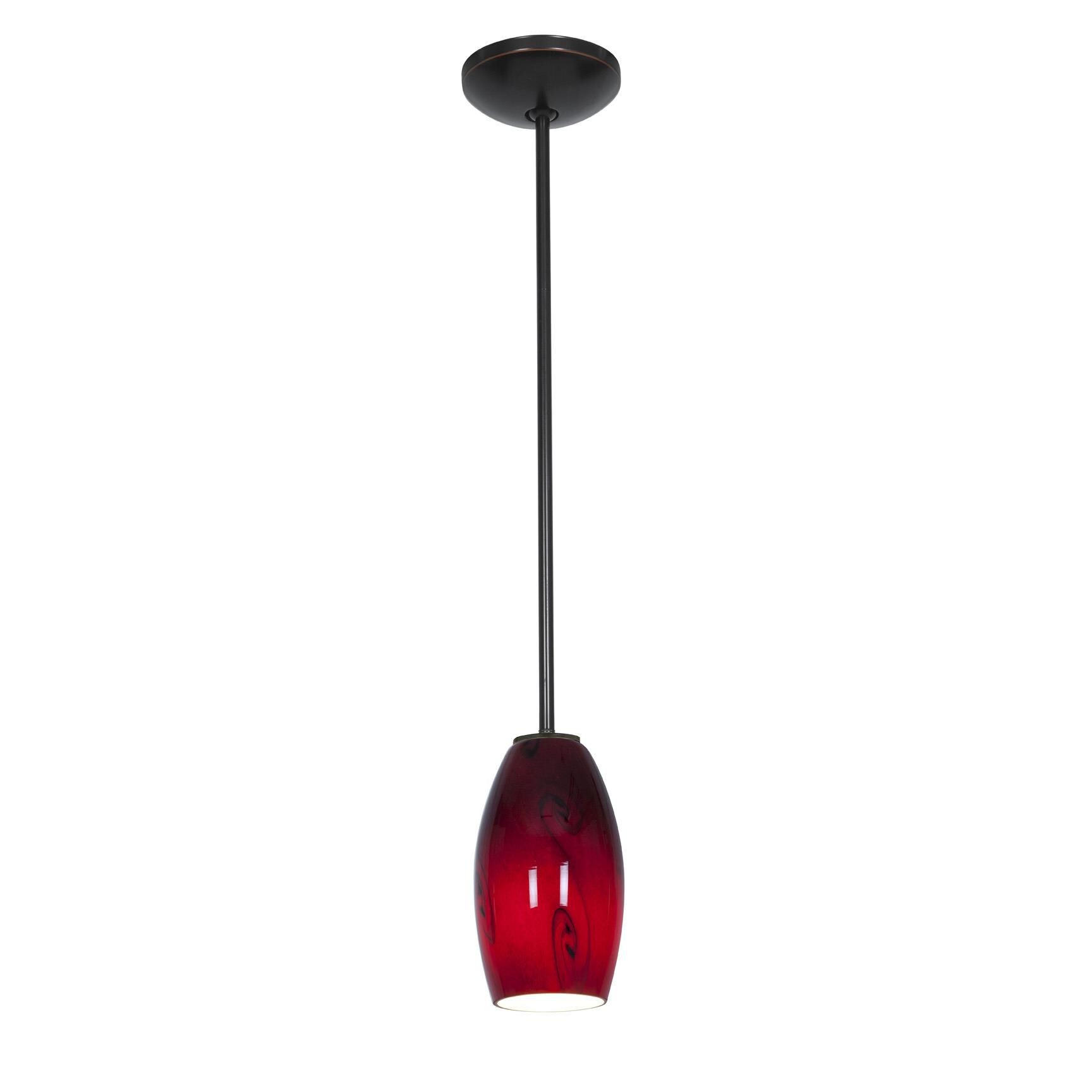 Shown in Oil Rubbed Bronze (Orb) finish and Red Sky (Rusky) glass