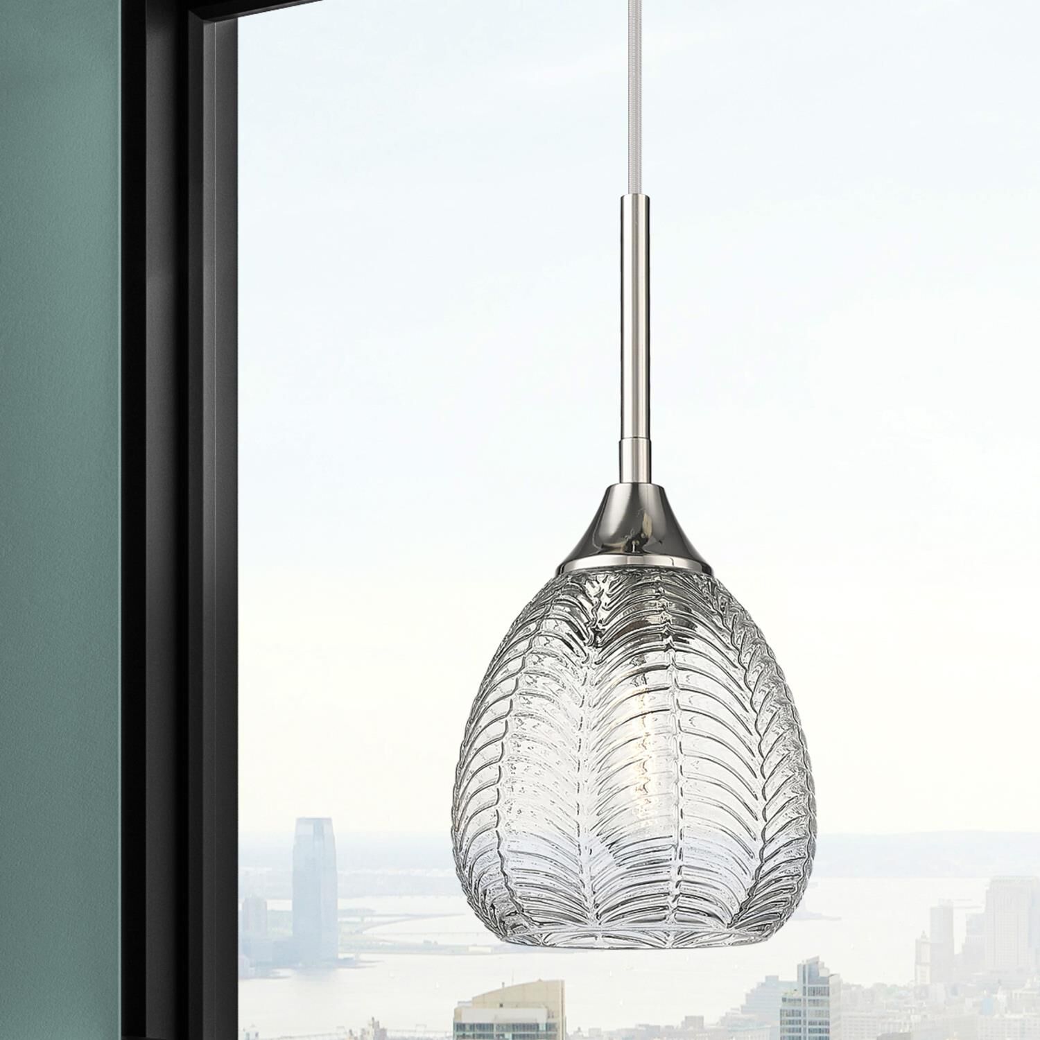 Shown in Polished Nickel finish and Clear glass