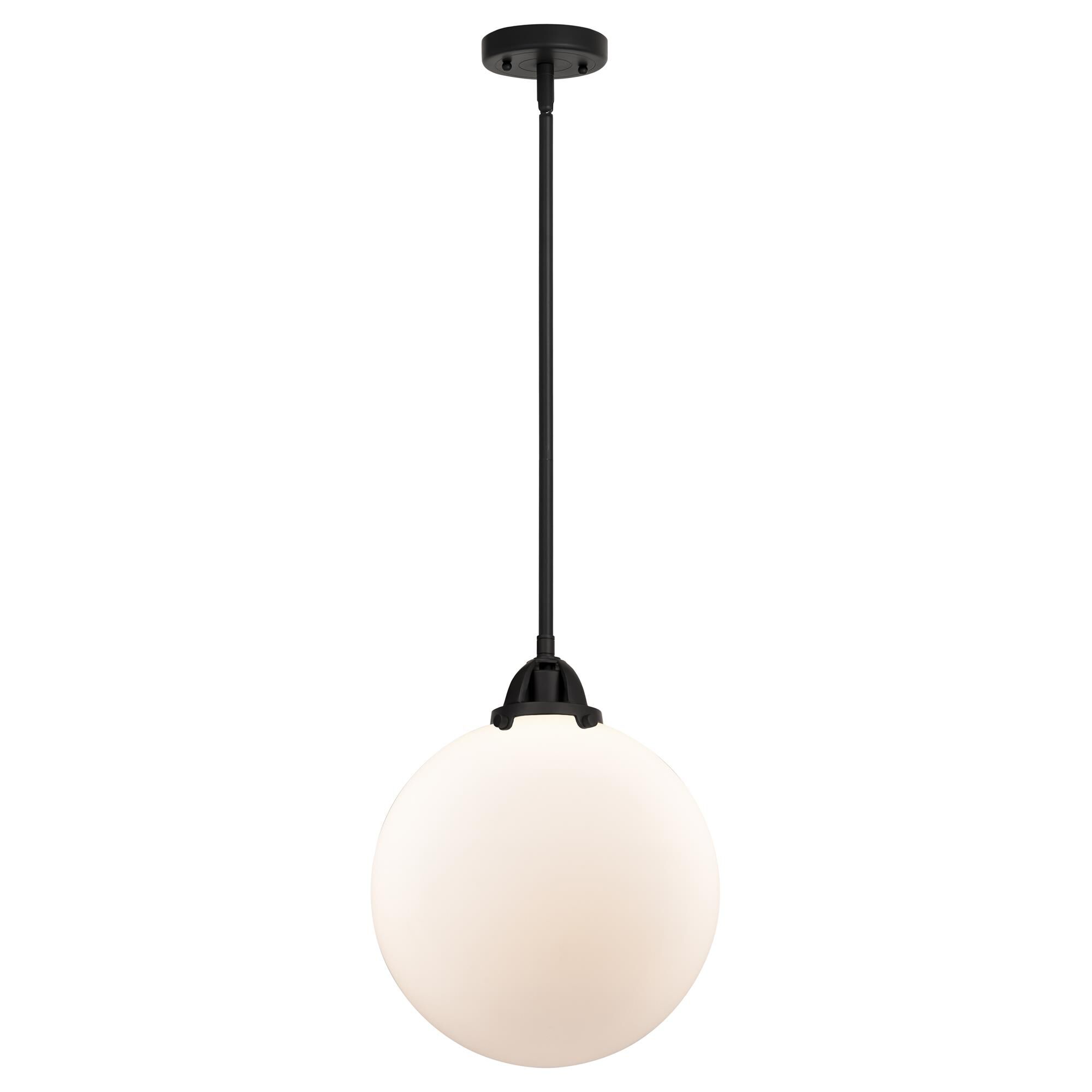 Shown in Matte Black finish and Matte White Cased Beacon glass and No Shade shade