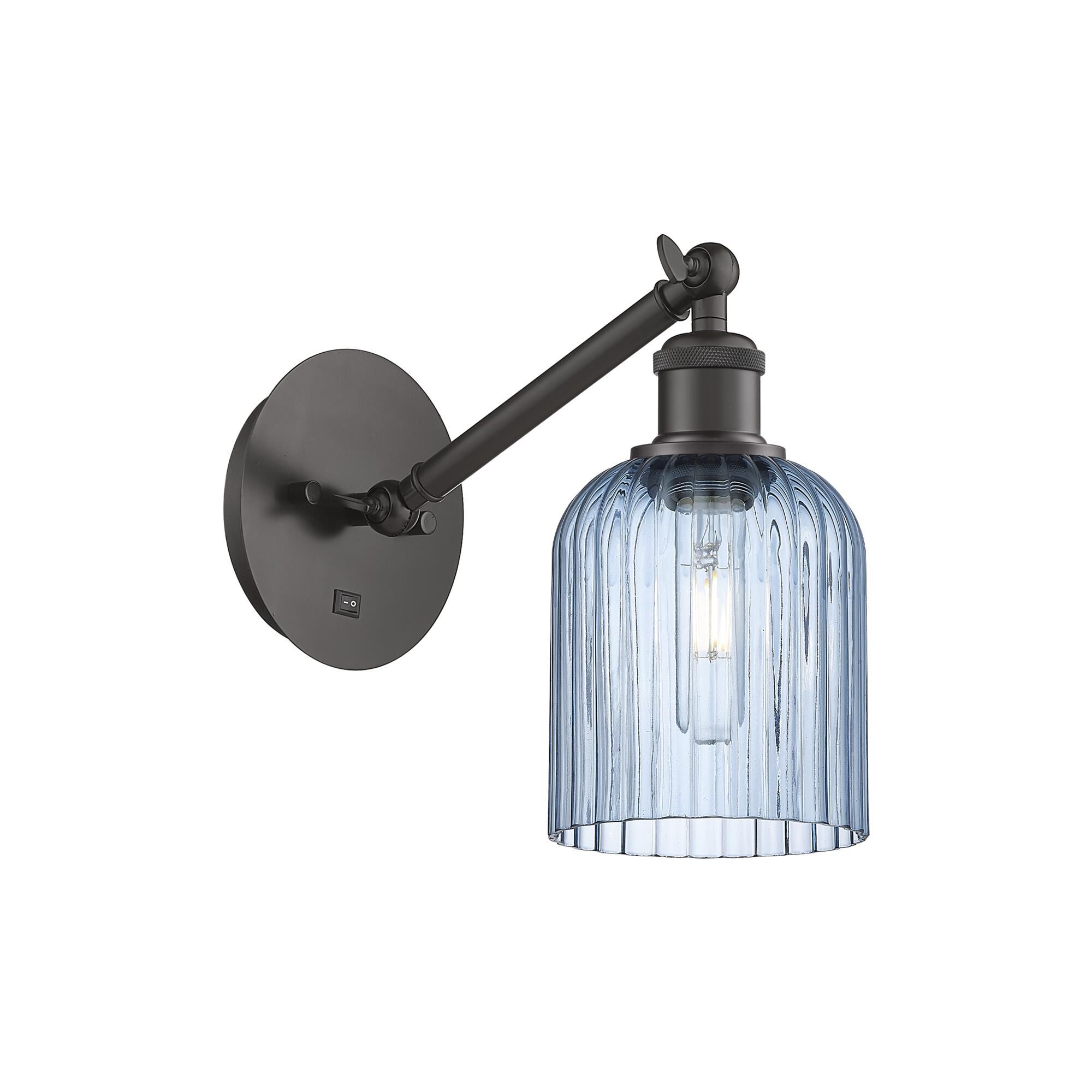 Shown in Oil Rubbed Bronze finish and Princess Blue shade