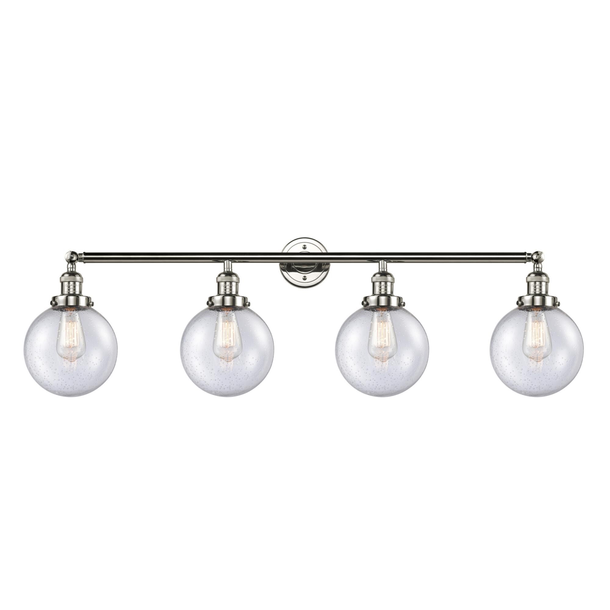 Shown in Polished Nickel finish and Seedy Beacon glass