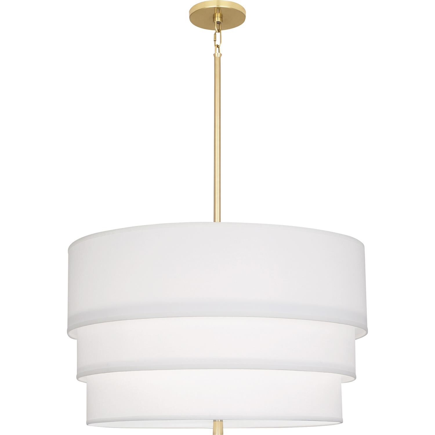 Shown in Modern Brass Finish finish and Modern Brass Finish glass and Vintage Wine Fabric shade