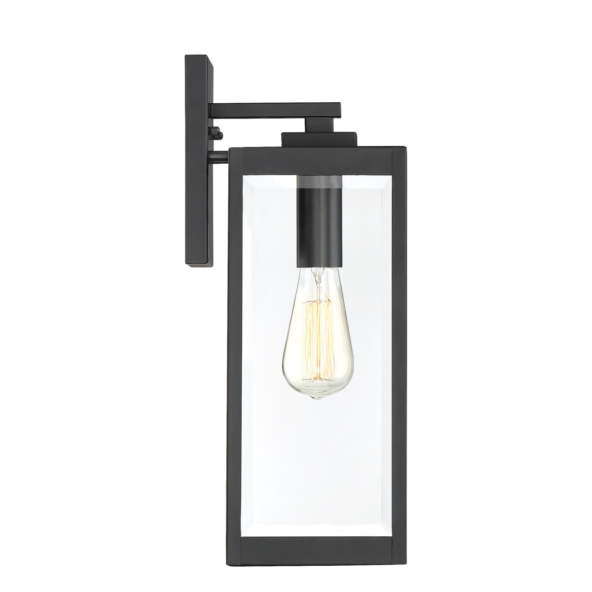 Shown in Earth Black finish and Clear Panel With Beveled Edge glass