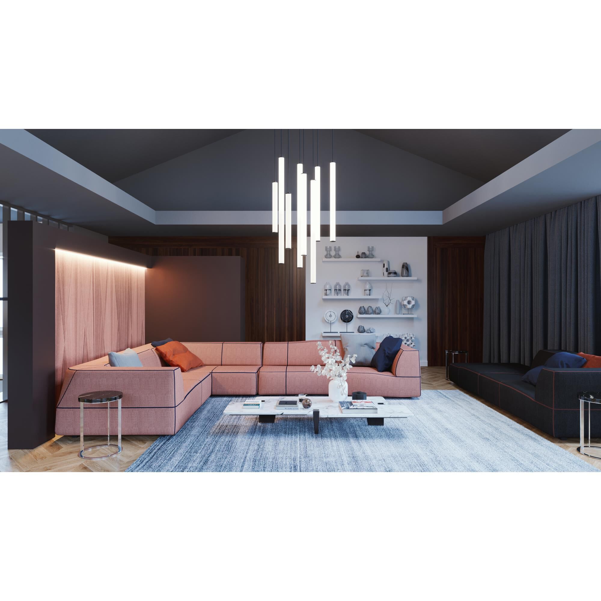 Shown in Black finish and White Acrylic shade