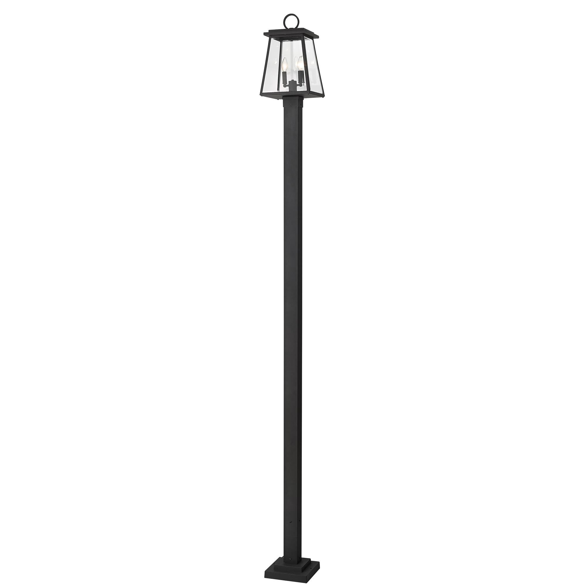 Shown in Black finish and Clear Beveled glass