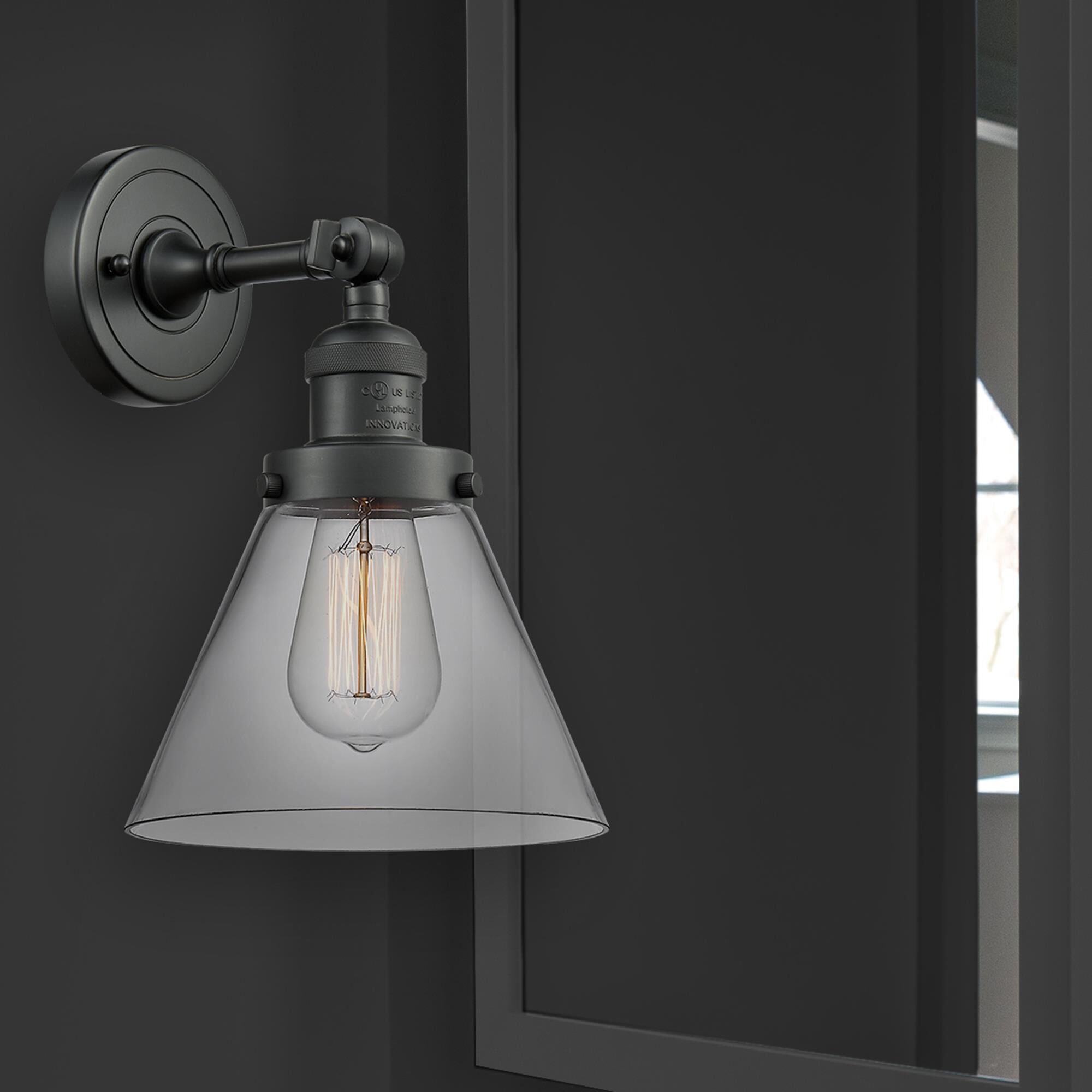 Shown in Matte Black finish and Clear glass