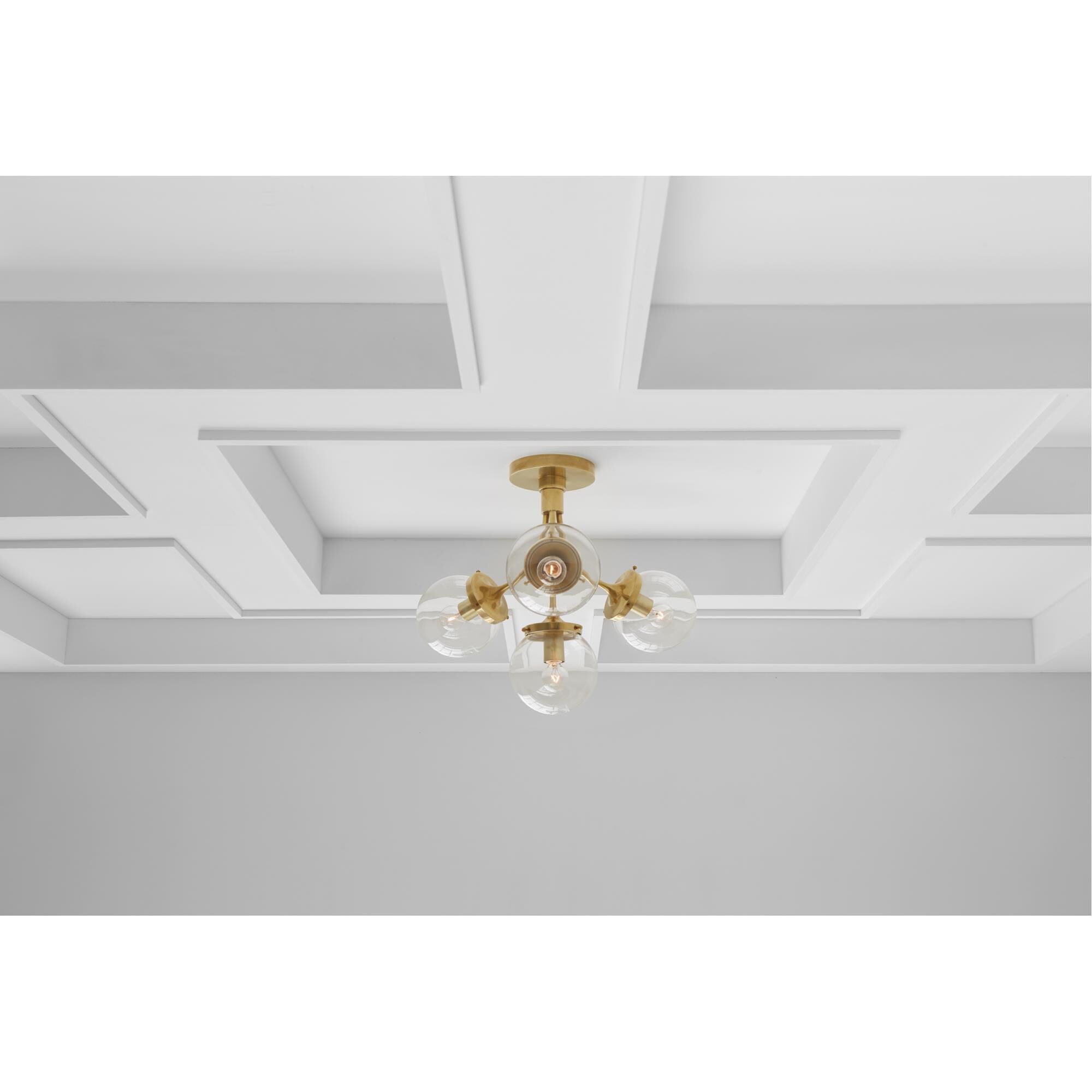 Shown in Soft Brass finish and Clear glass