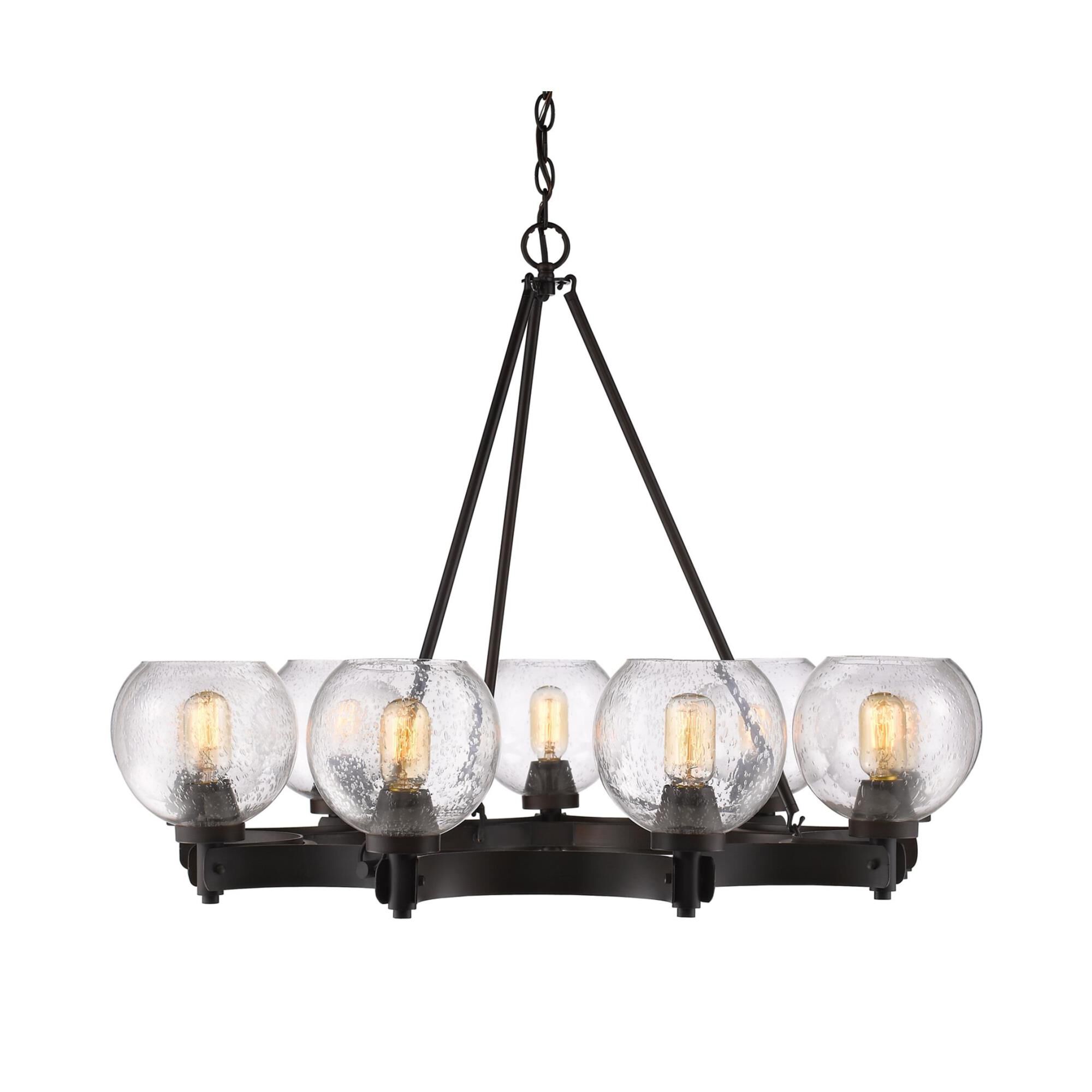 Shown in Rubbed Bronze finish and Seeded glass