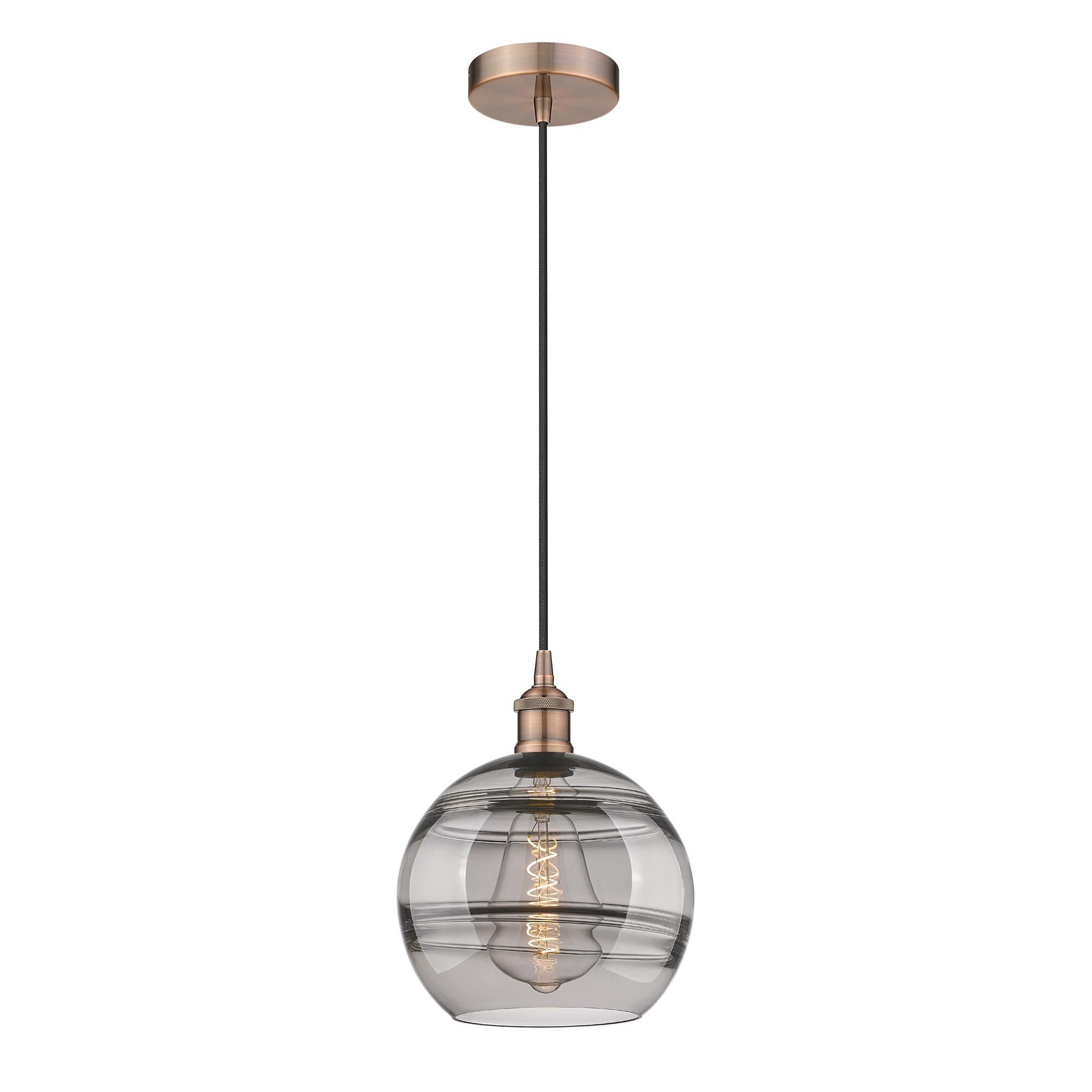Shown in Antique Copper finish and Light Smoke glass