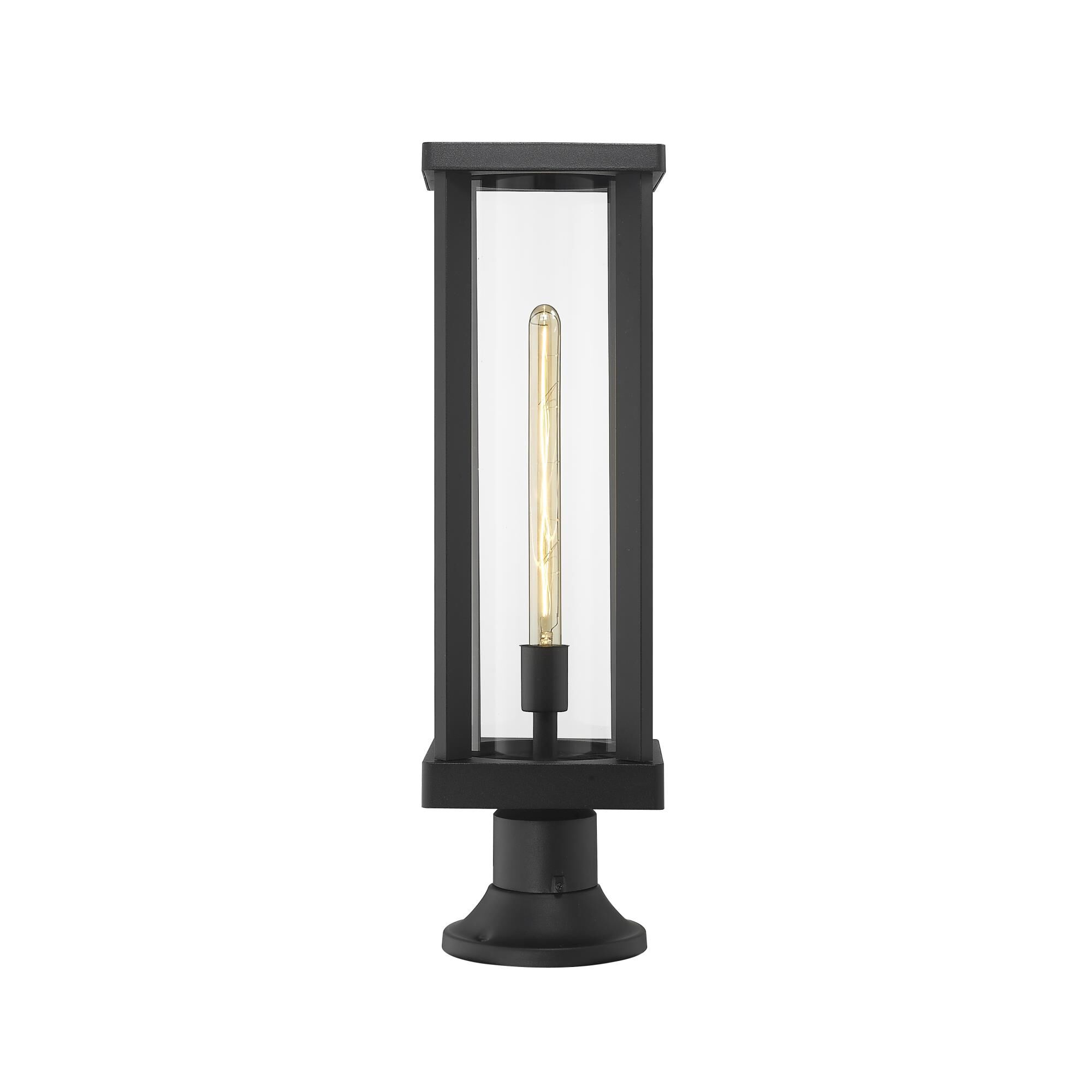 Shown in Black finish and Glass shade
