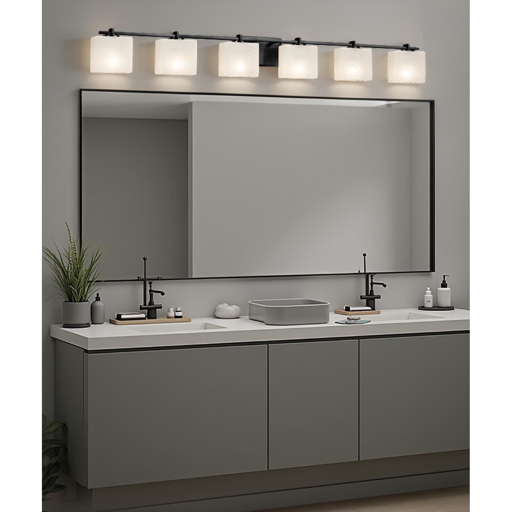 Fusion 56 Inch 6 Light Bath Vanity Light by Justice Design Group