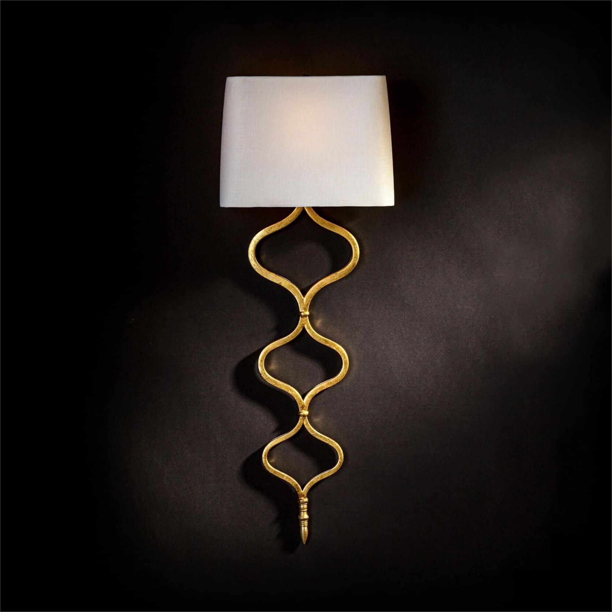 Shown in Gold Leaf finish and Linen shade