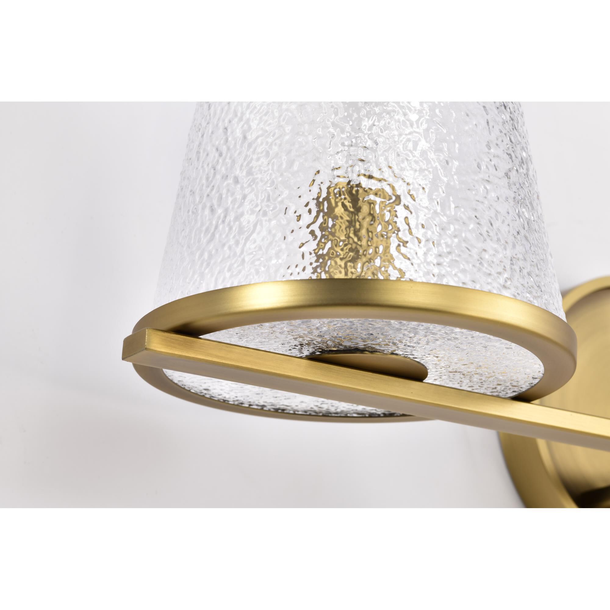 Shown in Vintage Brass finish and Hammered glass