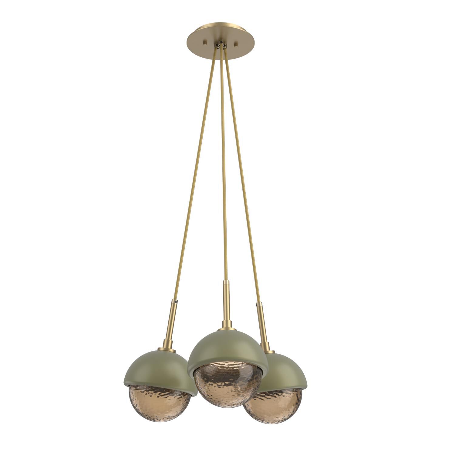 Shown in Gilded Brass finish and Bronze glass and Sage Green accent