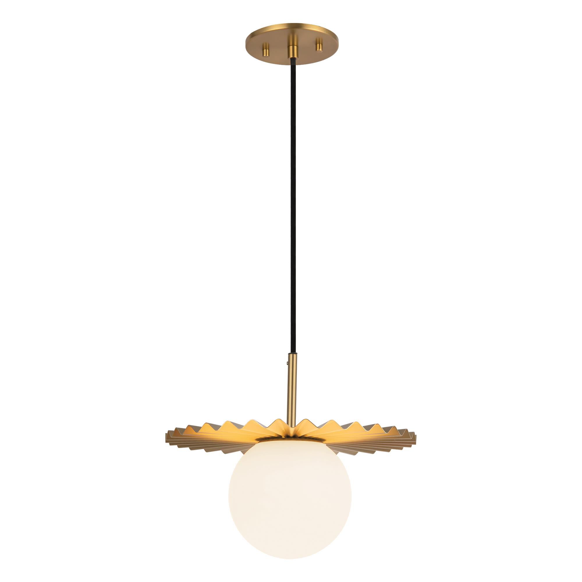 Shown in Brushed Gold finish and Opal Matte glass