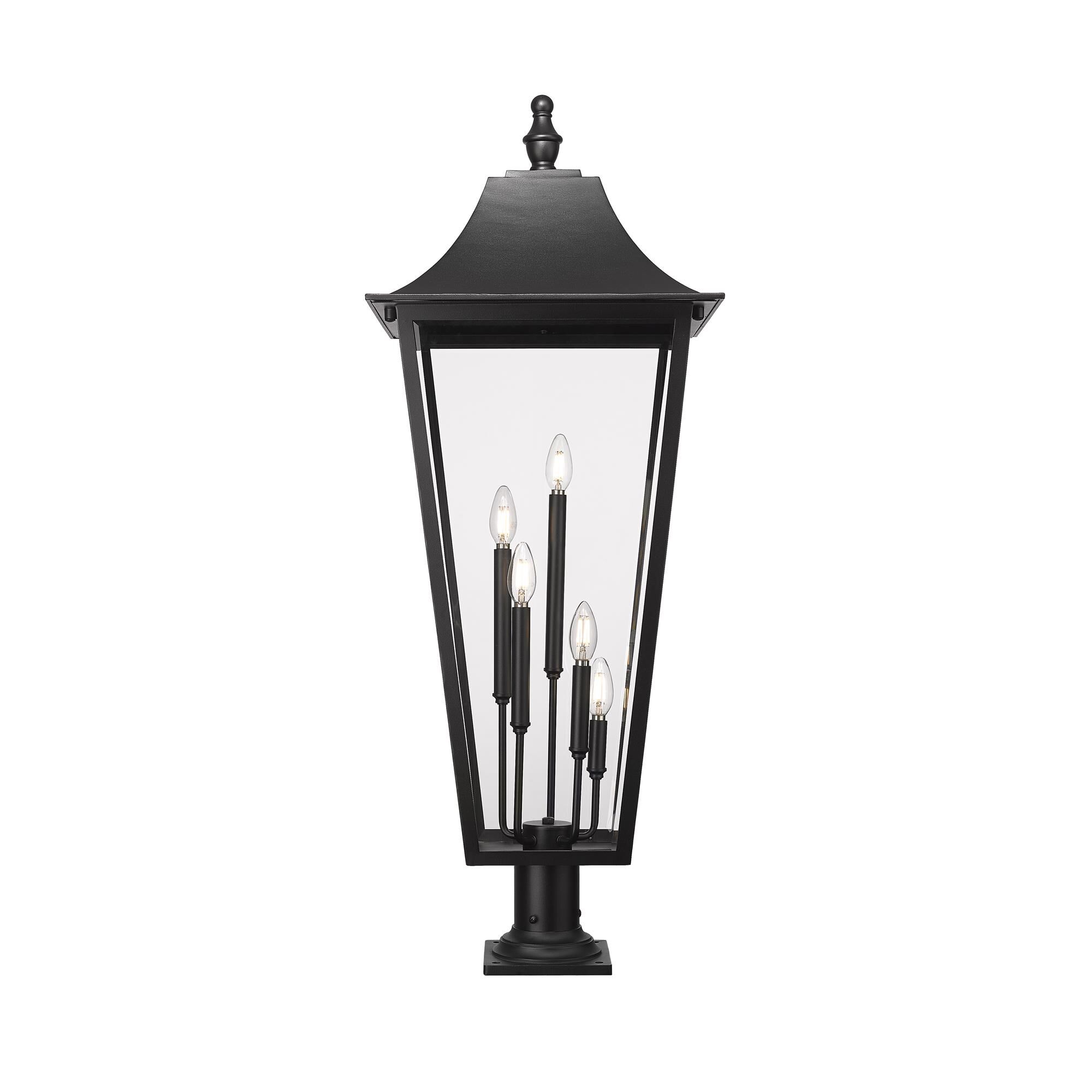 Shown in Black finish and Clear Beveled glass and Clear Beveled shade