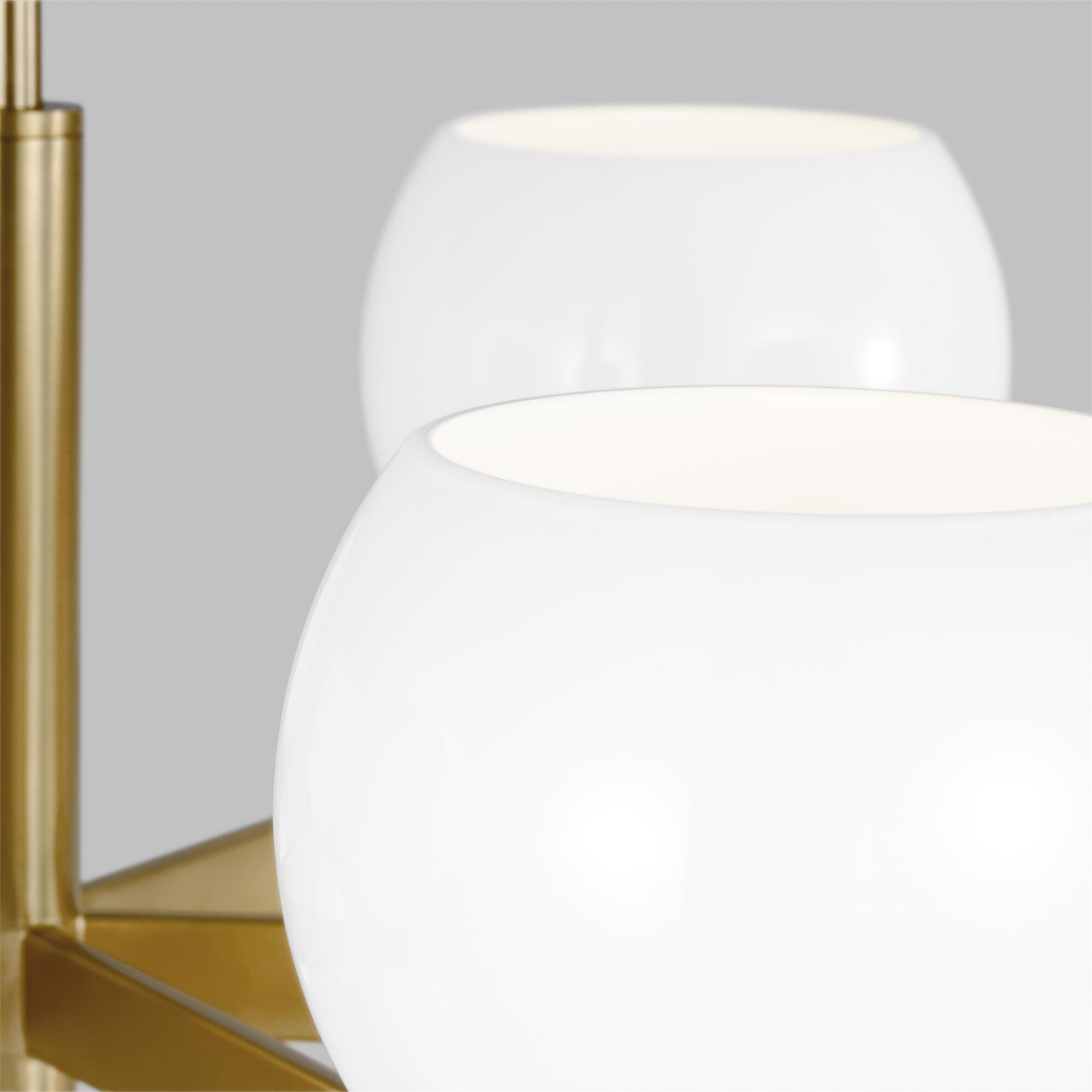 Shown in Burnished Brass finish and Milk White glass
