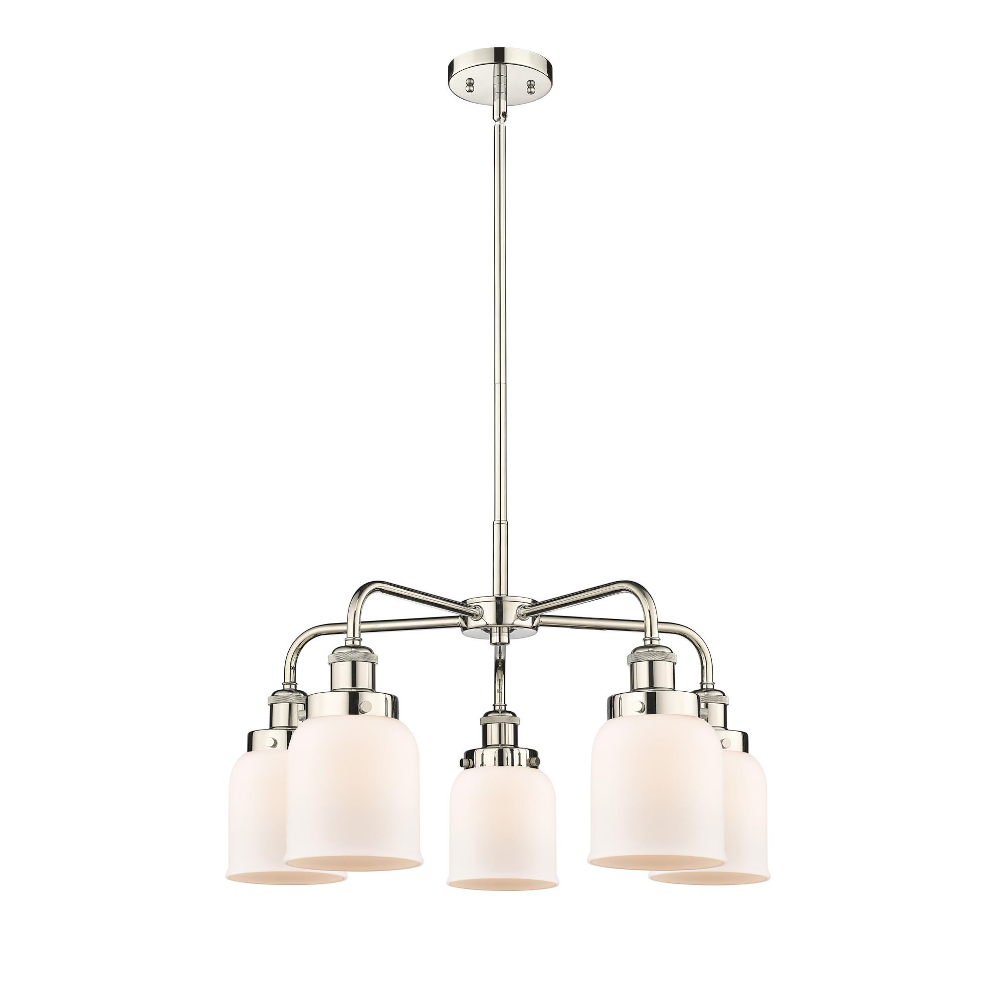 Shown in Polished Nickel finish and Matte White glass