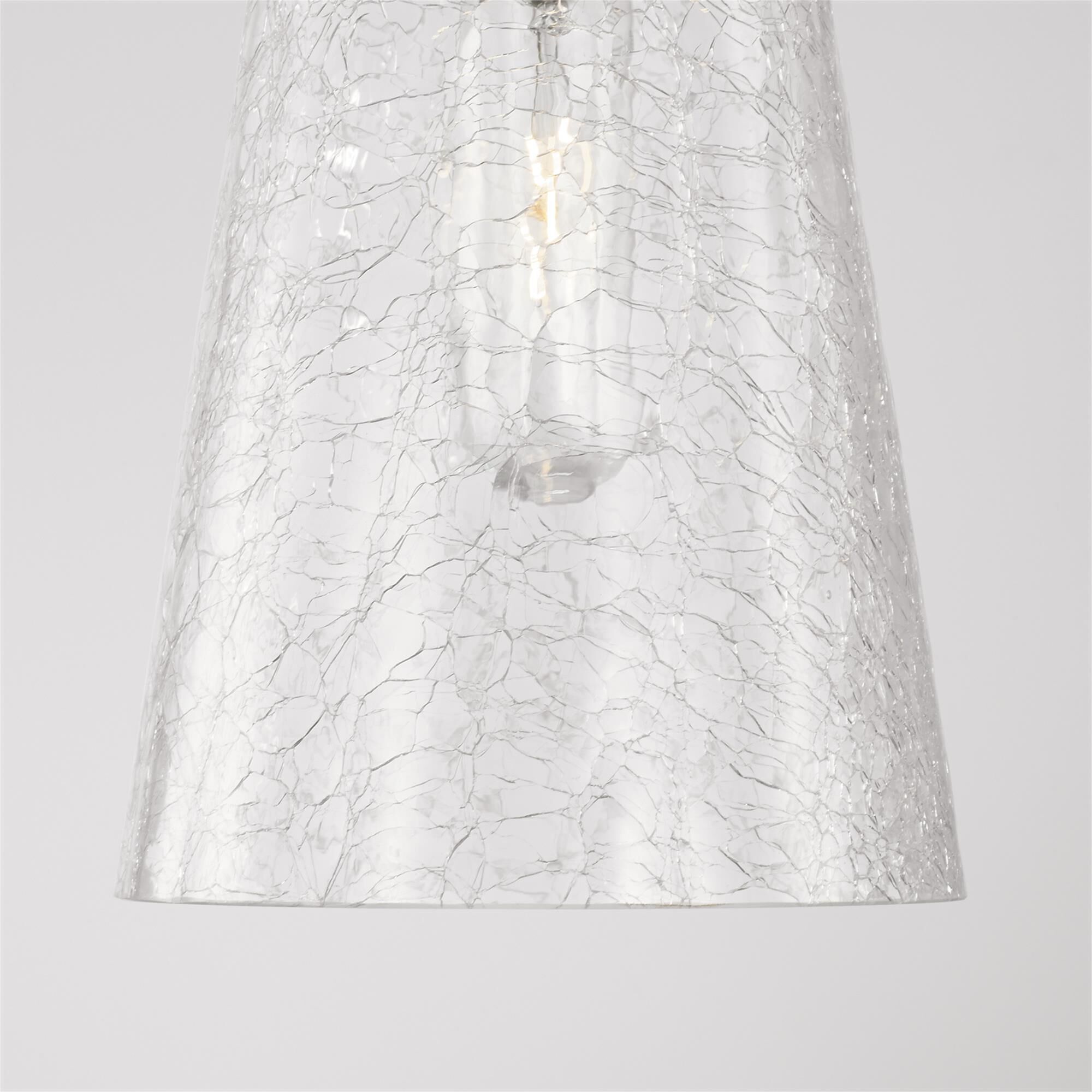 Shown in Aged Brass finish and Clear Half-Crackle glass