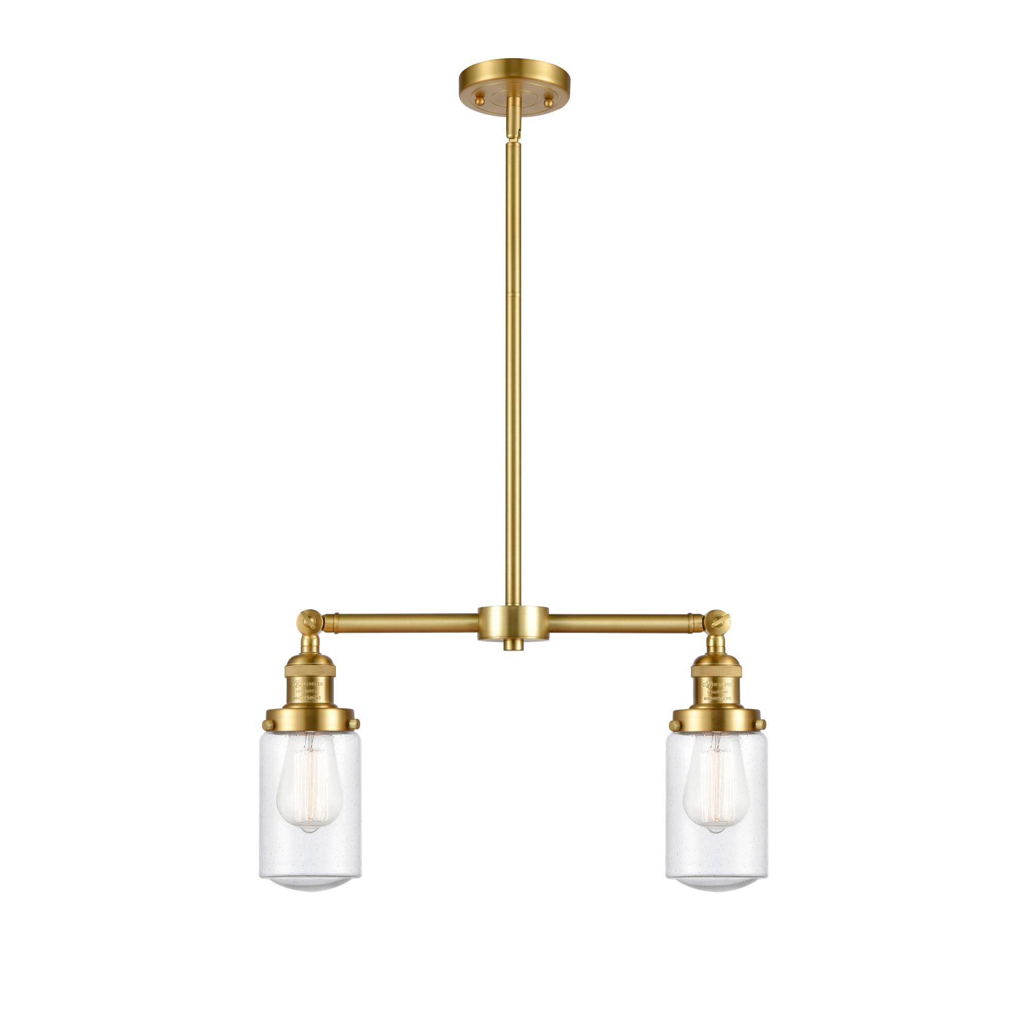 Shown in Satin Gold finish and Seedy Dover glass