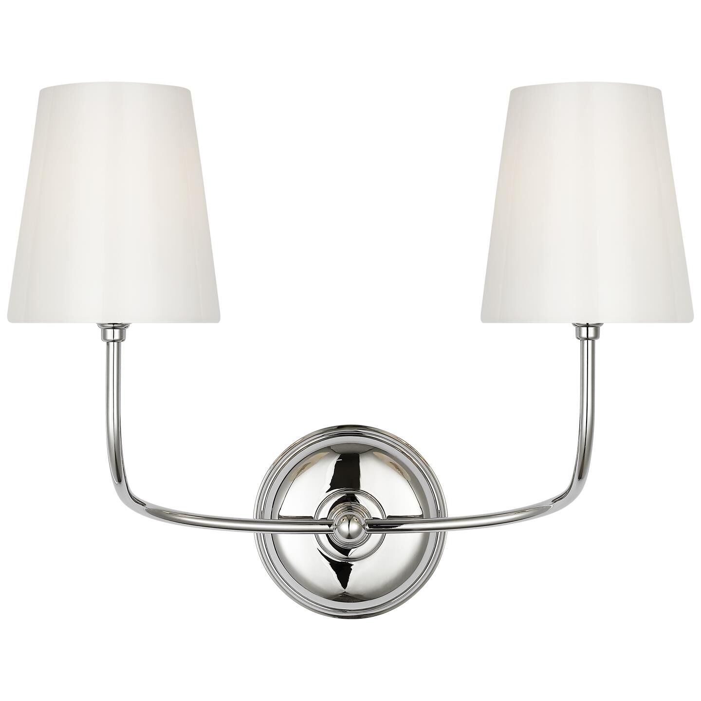 Shown in Polished Nickel finish and White glass