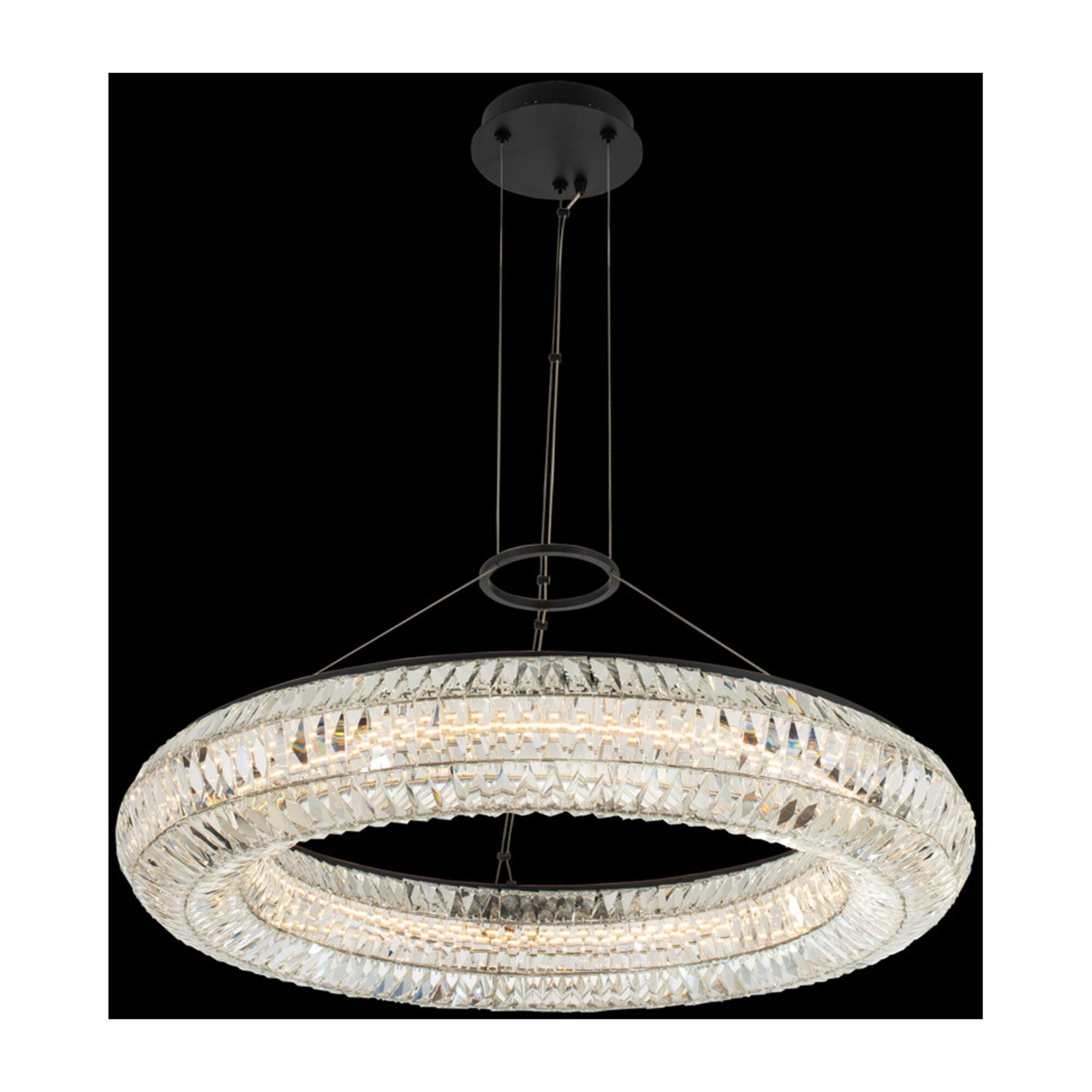 Shown in Matte Black W Polished Chrome finish and Firenze crystal