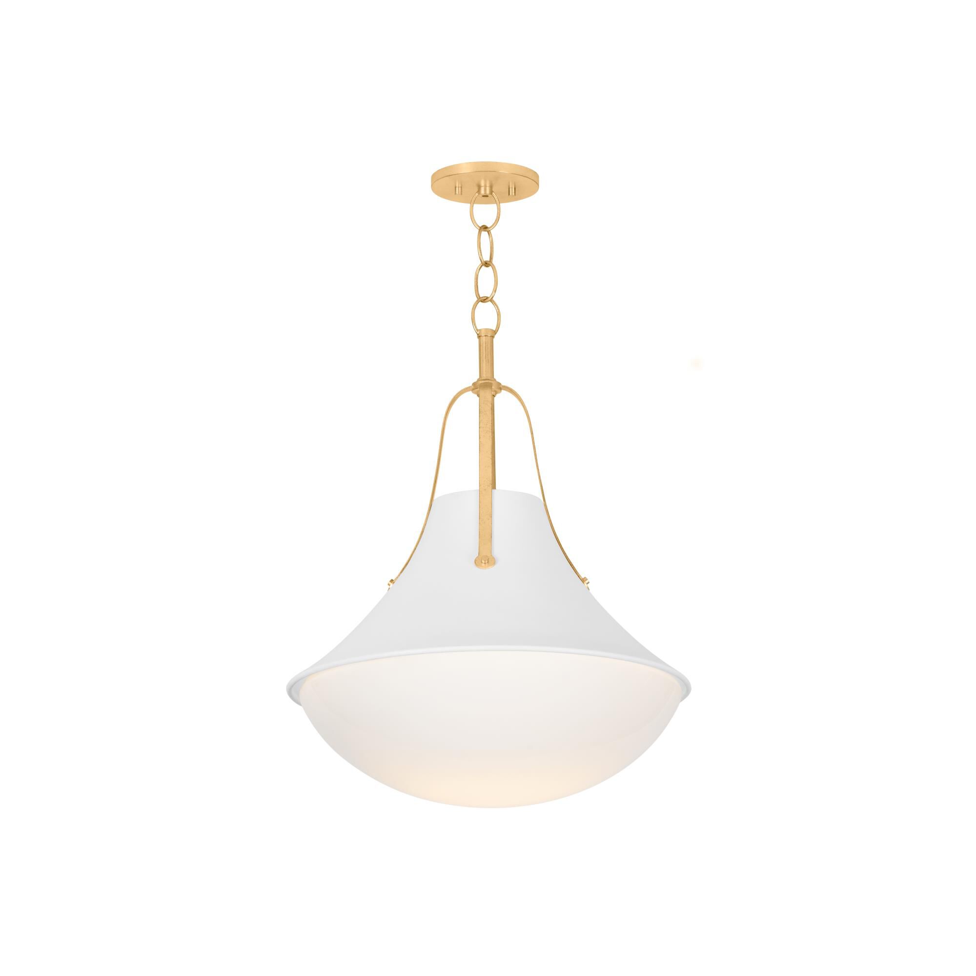 Shown in Vintage Gold Leaf and  White Plaster finish and Opal Glossy Glass shade