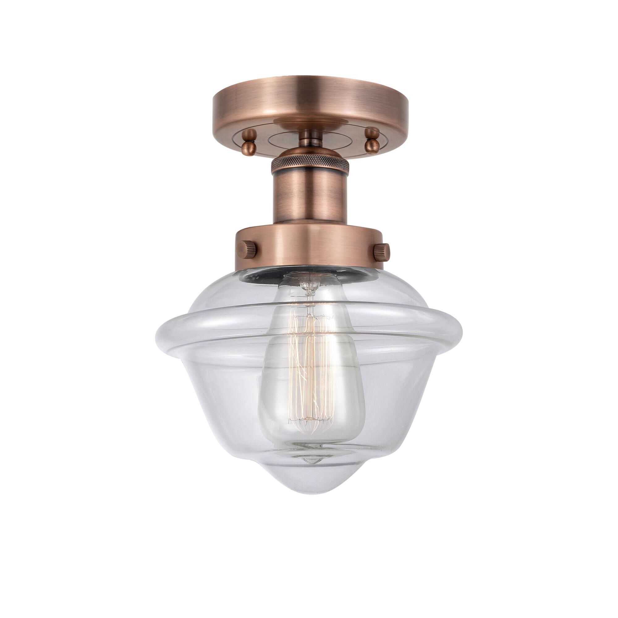 Shown in Antique Copper finish and Clear glass