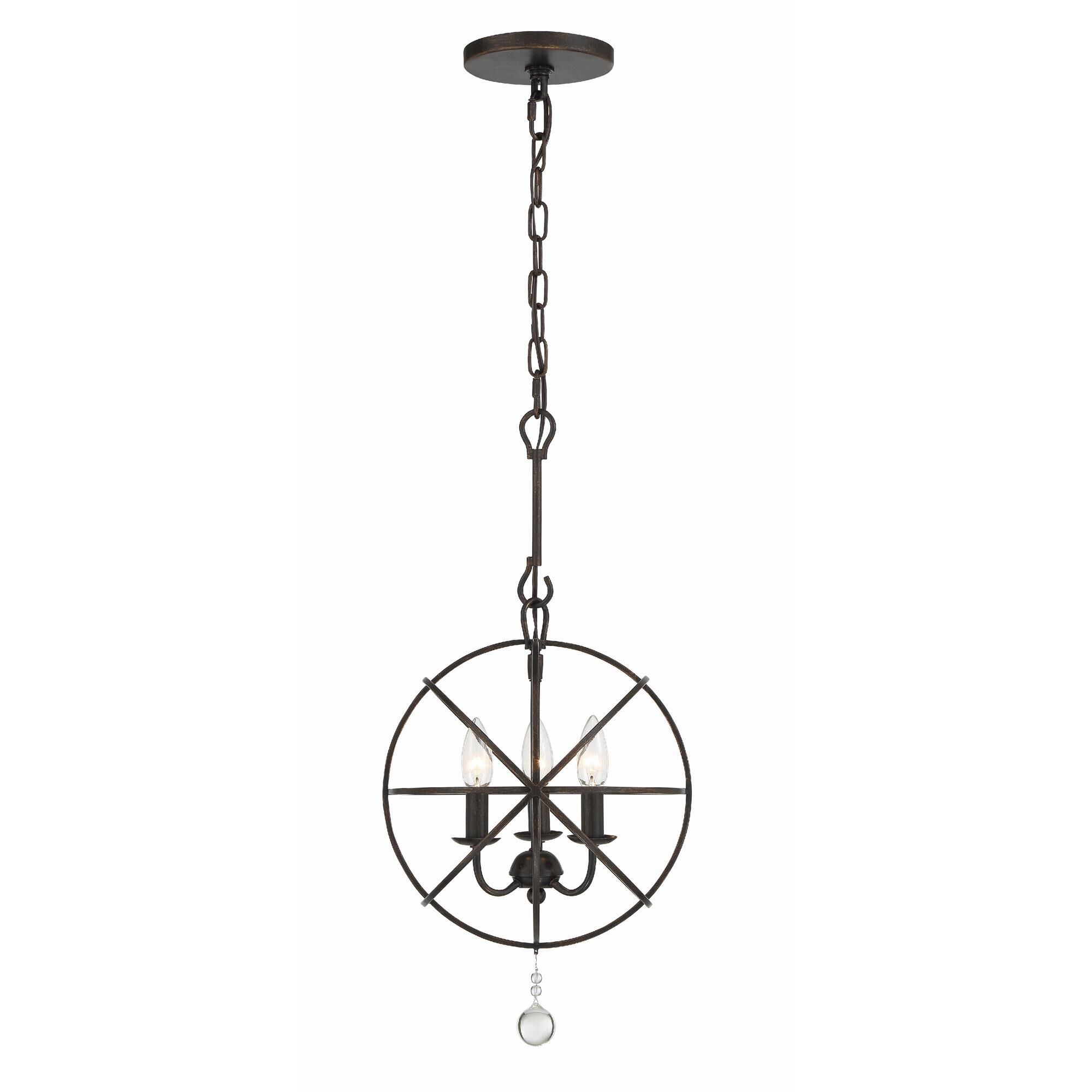 Shown in English Bronze finish and Clear Glass Drops crystal