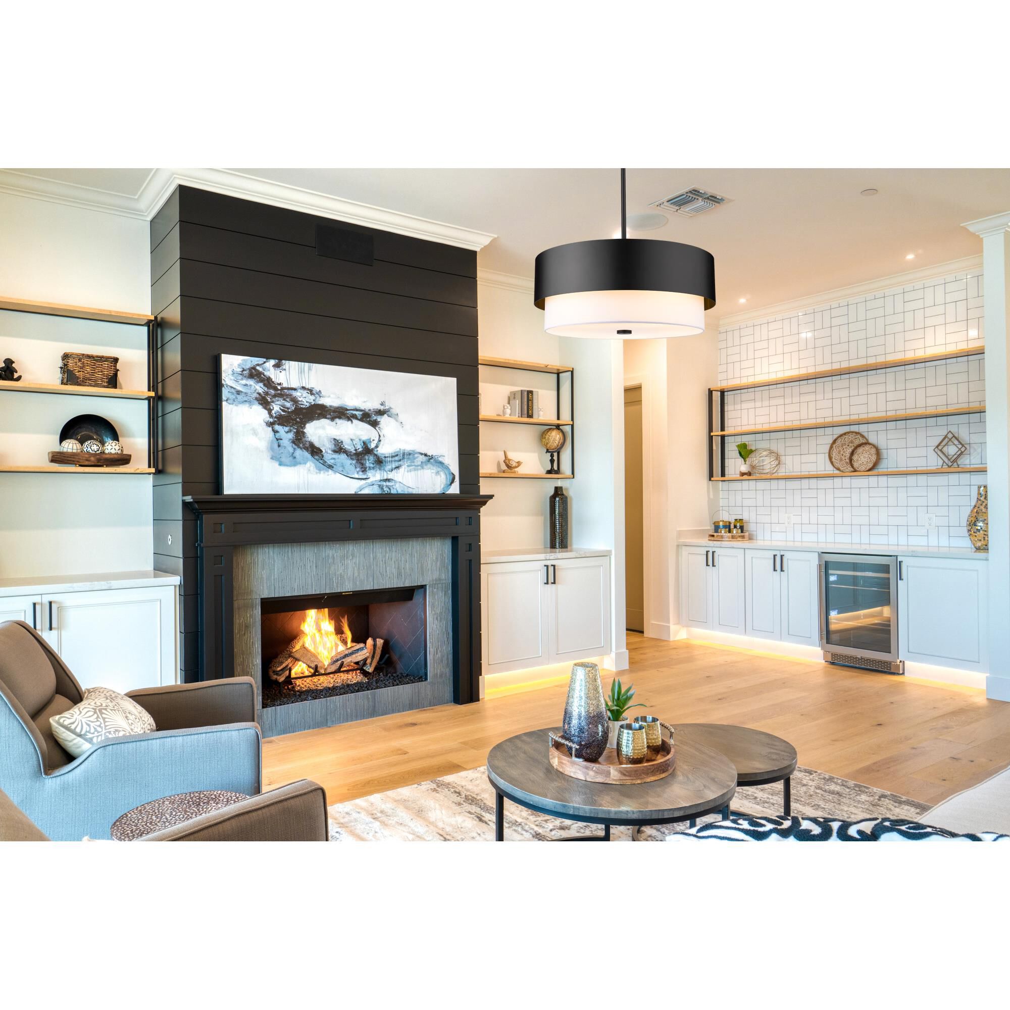 Shown in Matte Black finish and White glass