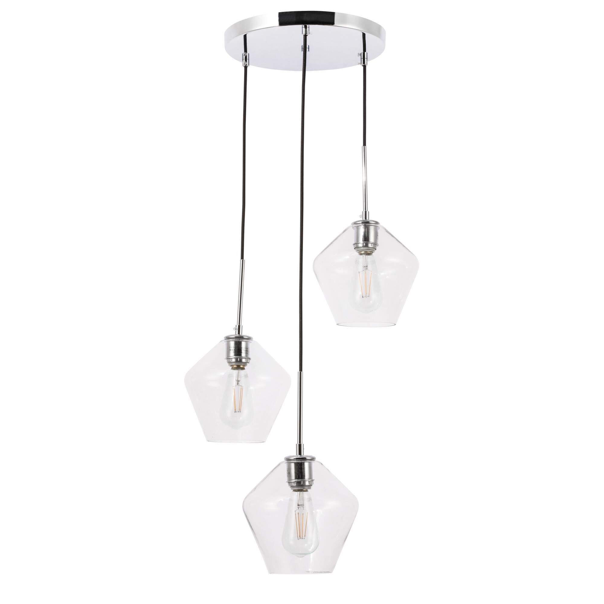 Gene 18 Inch 3 Light Multi Light Pendant by Elegant Lighting