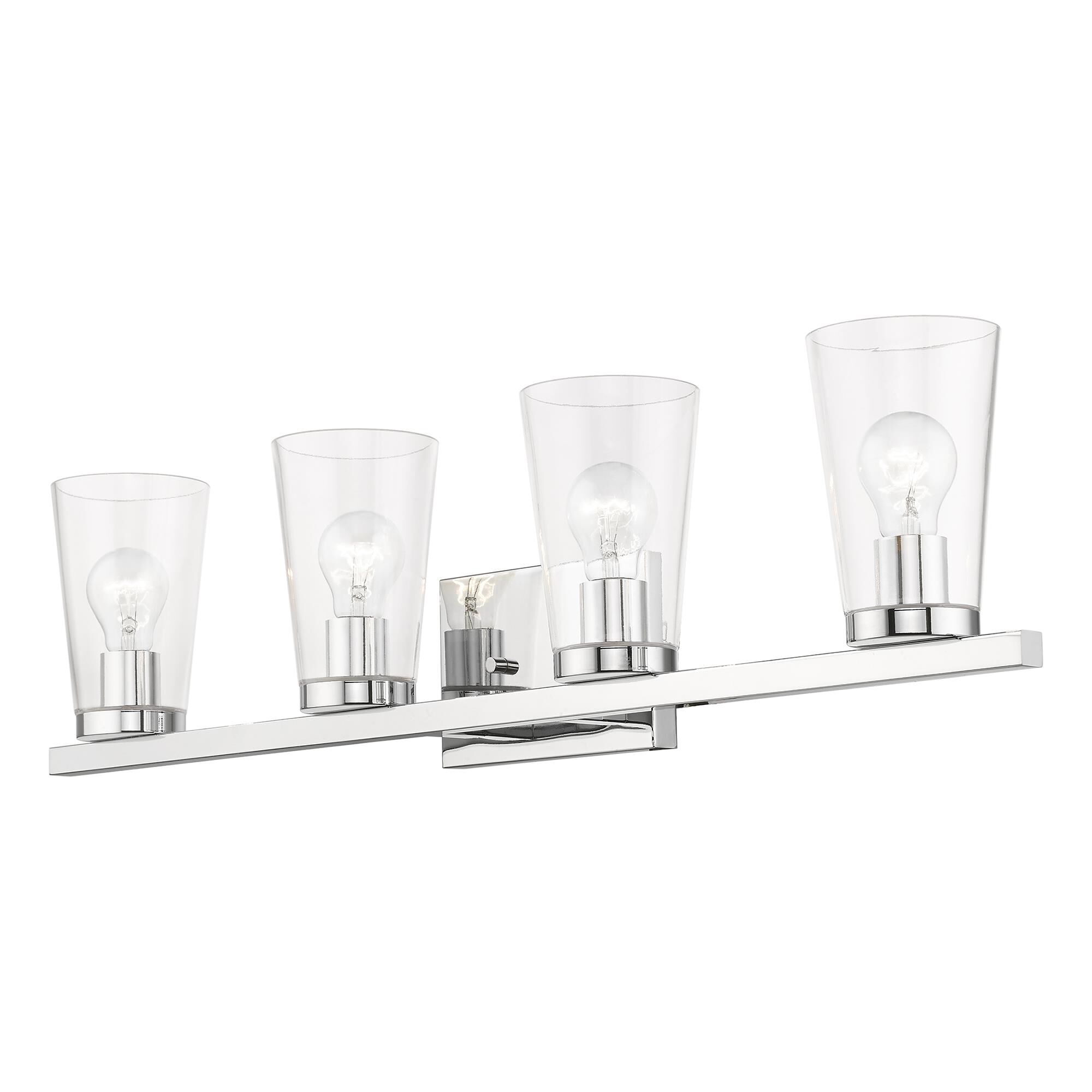 Shown in Polished Chrome finish and Clear glass