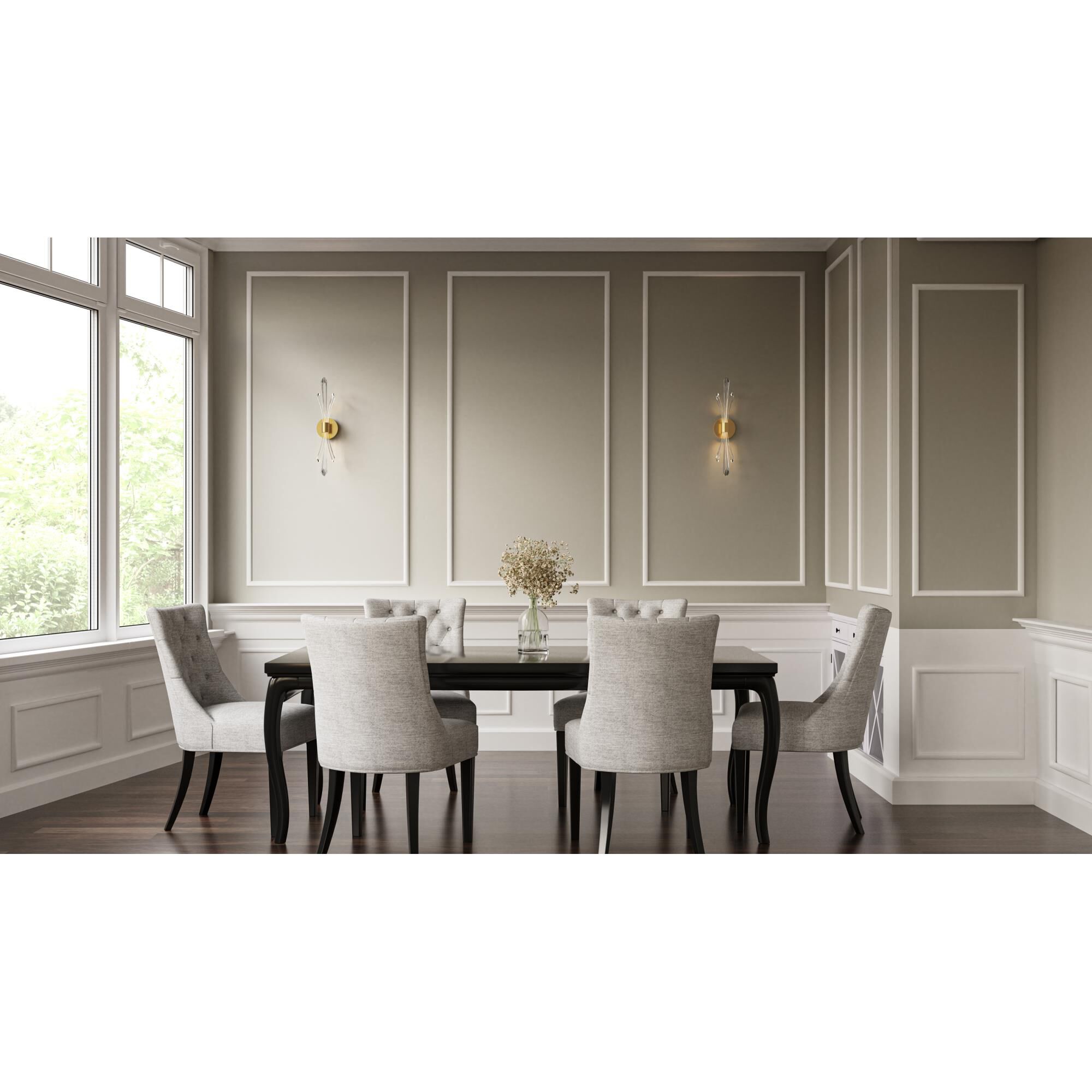 Shown in Brushed Gold finish and Clear Crystal glass