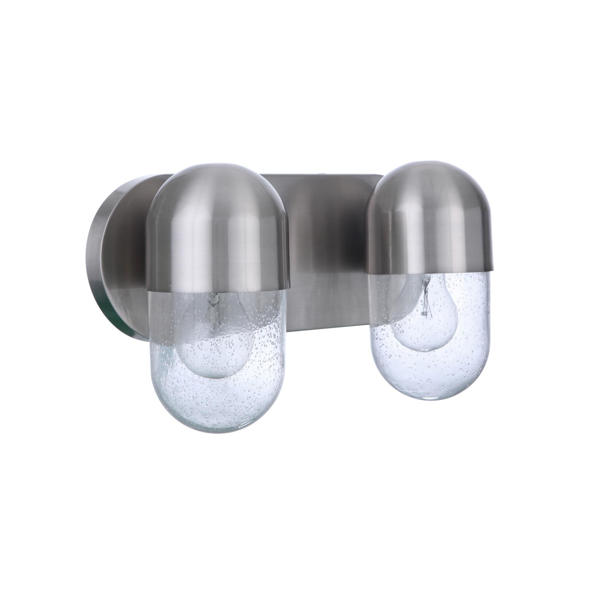Shown in Brushed Polished Nickel finish and Clear Seeded glass and Glass shade
