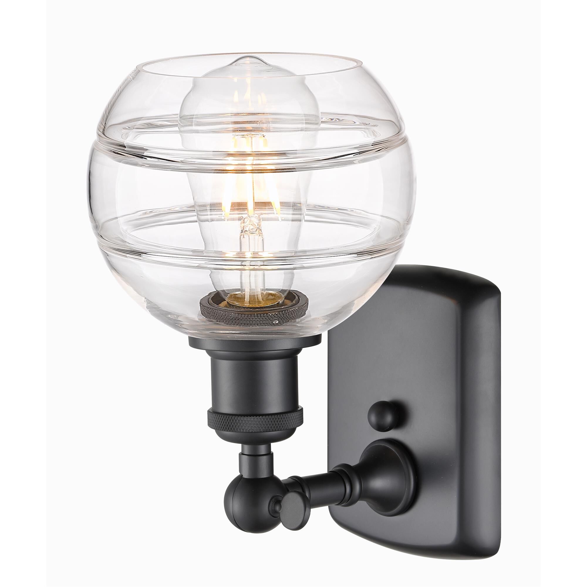 Shown in Matte Black finish and Clear glass