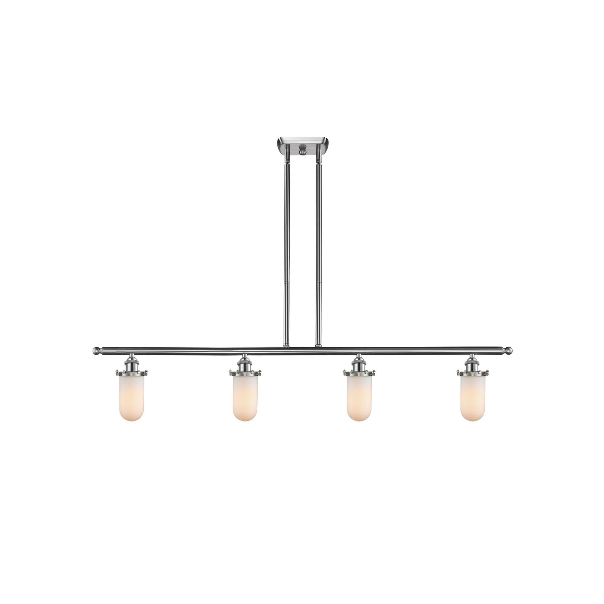 Shown in Brushed Satin Nickel finish and Matte White Cased glass