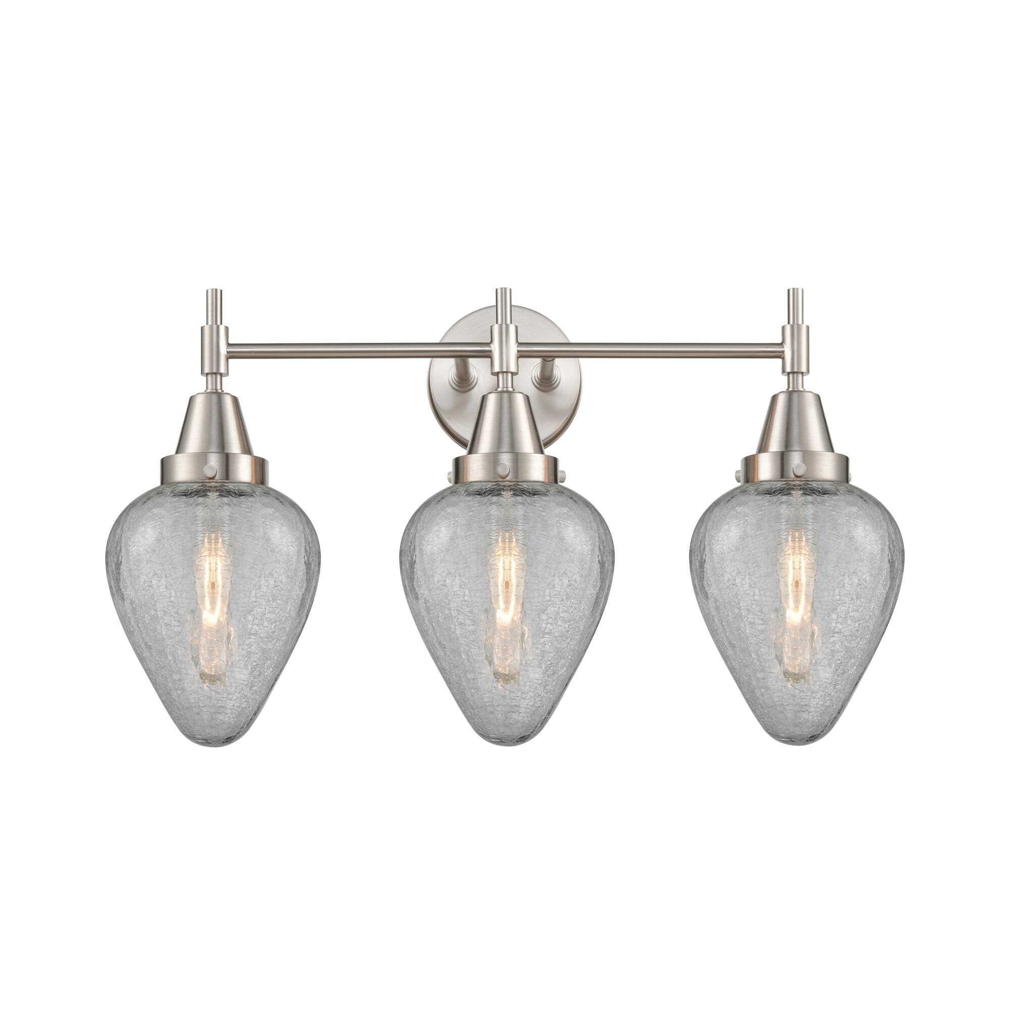 Shown in Satin Nickel finish and Matte White Cased Large Cone glass
