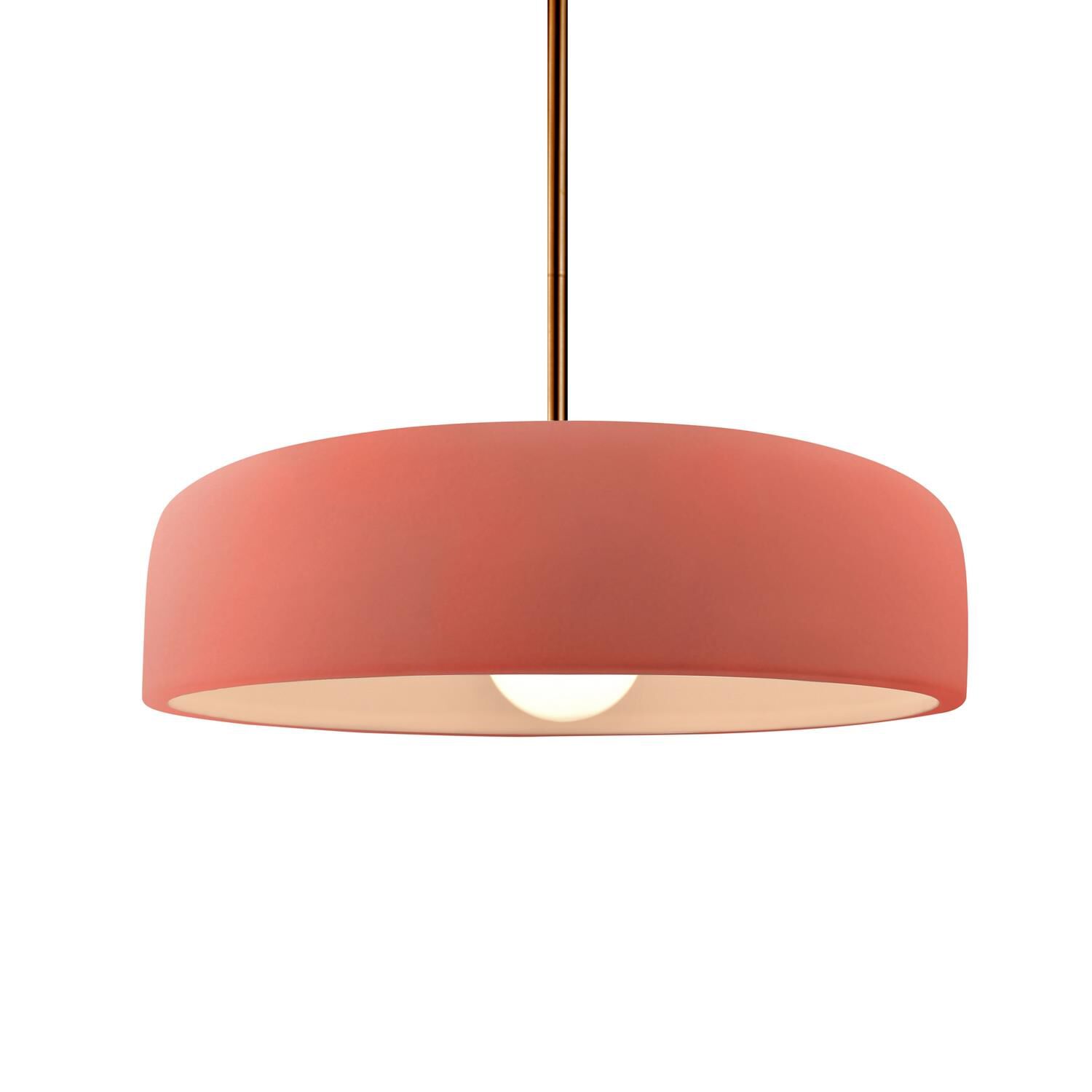 Shown in Brushed Brass finish and Gloss Blush shade