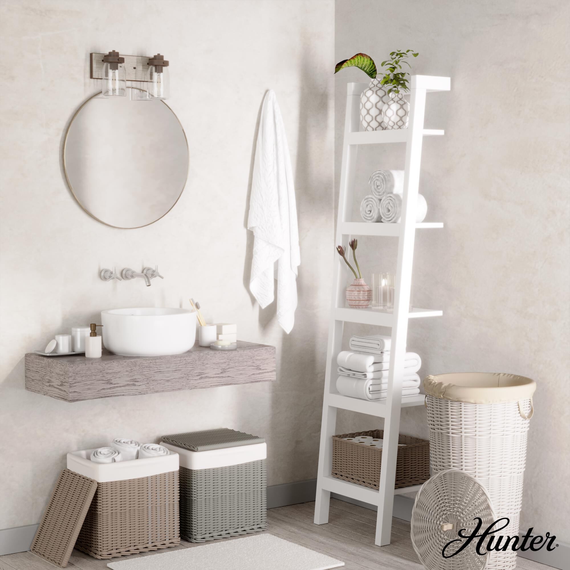 Devon Park 14 Inch 2 Light Bath Vanity Light by Hunter Fan