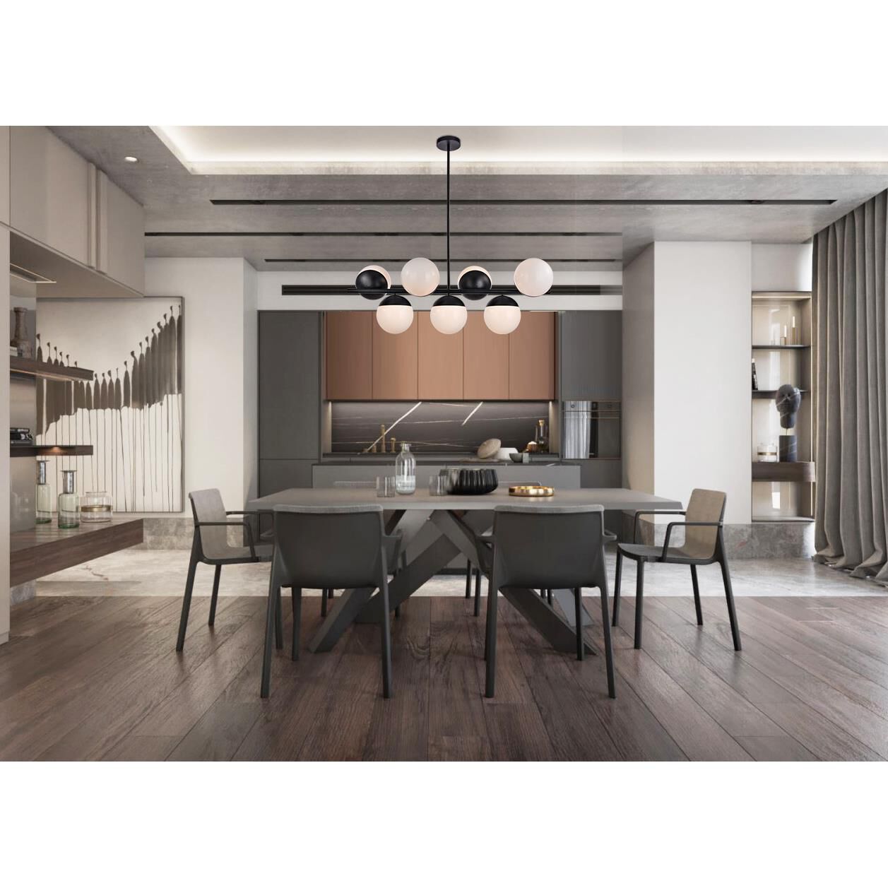 Eclipse 43 Inch 7 Light Linear Suspension Light by Elegant Lighting