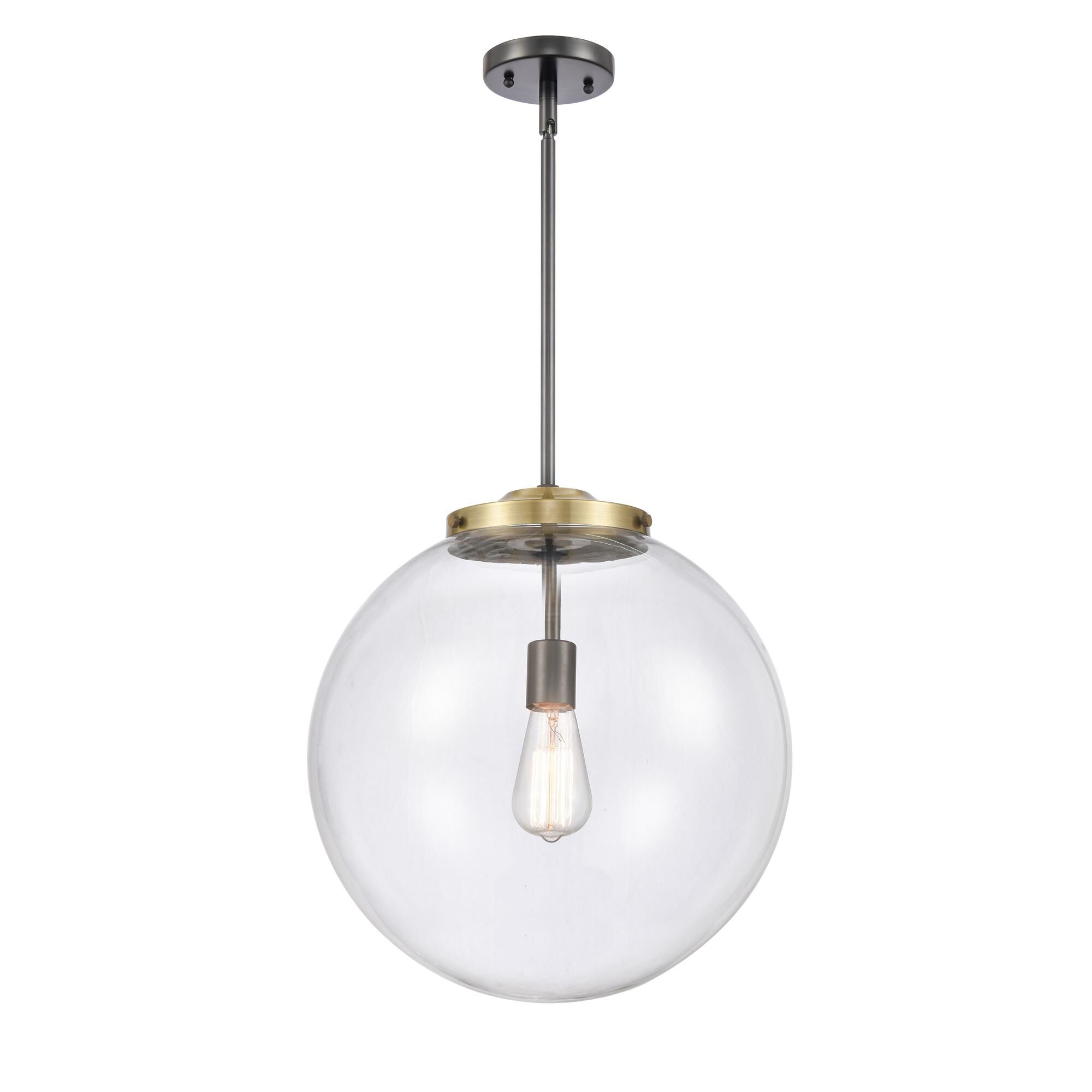 Shown in Black Antique Brass finish and Clear Beacon glass
