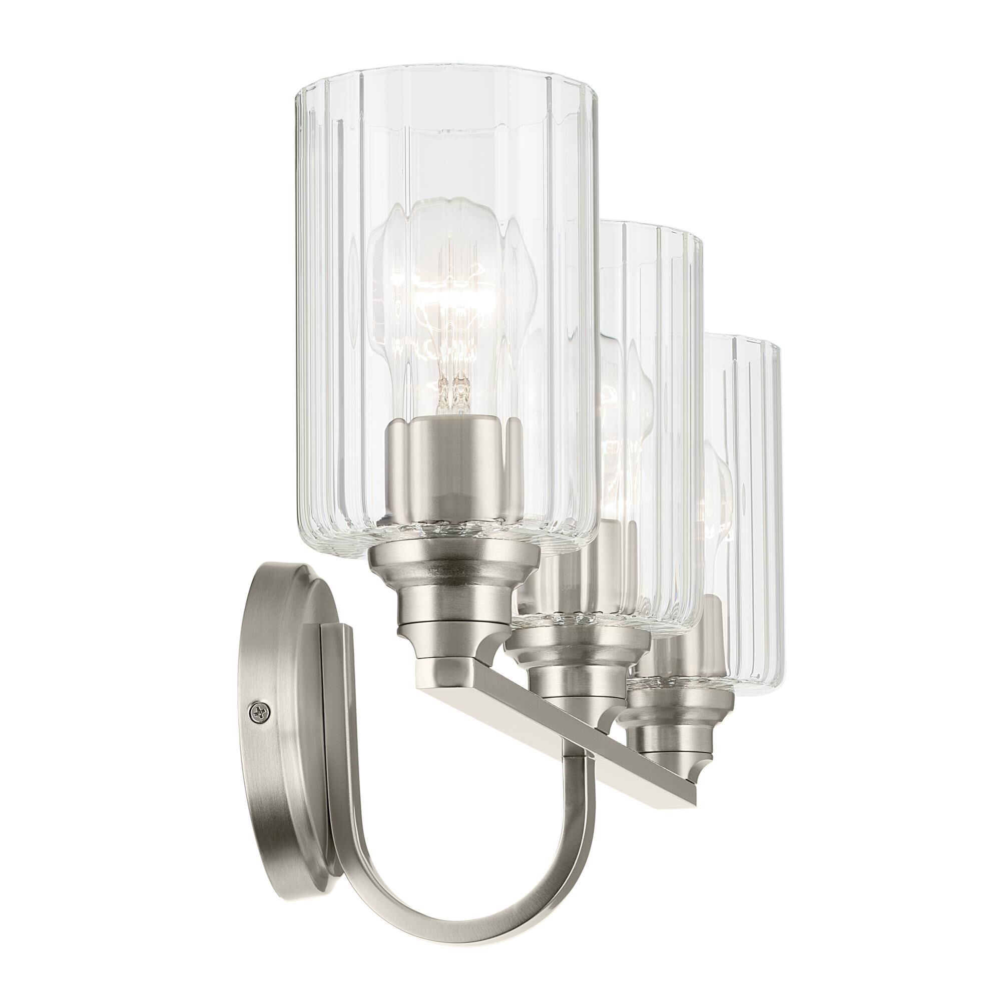 Shown in Brushed Nickel finish and Clear Fluted glass