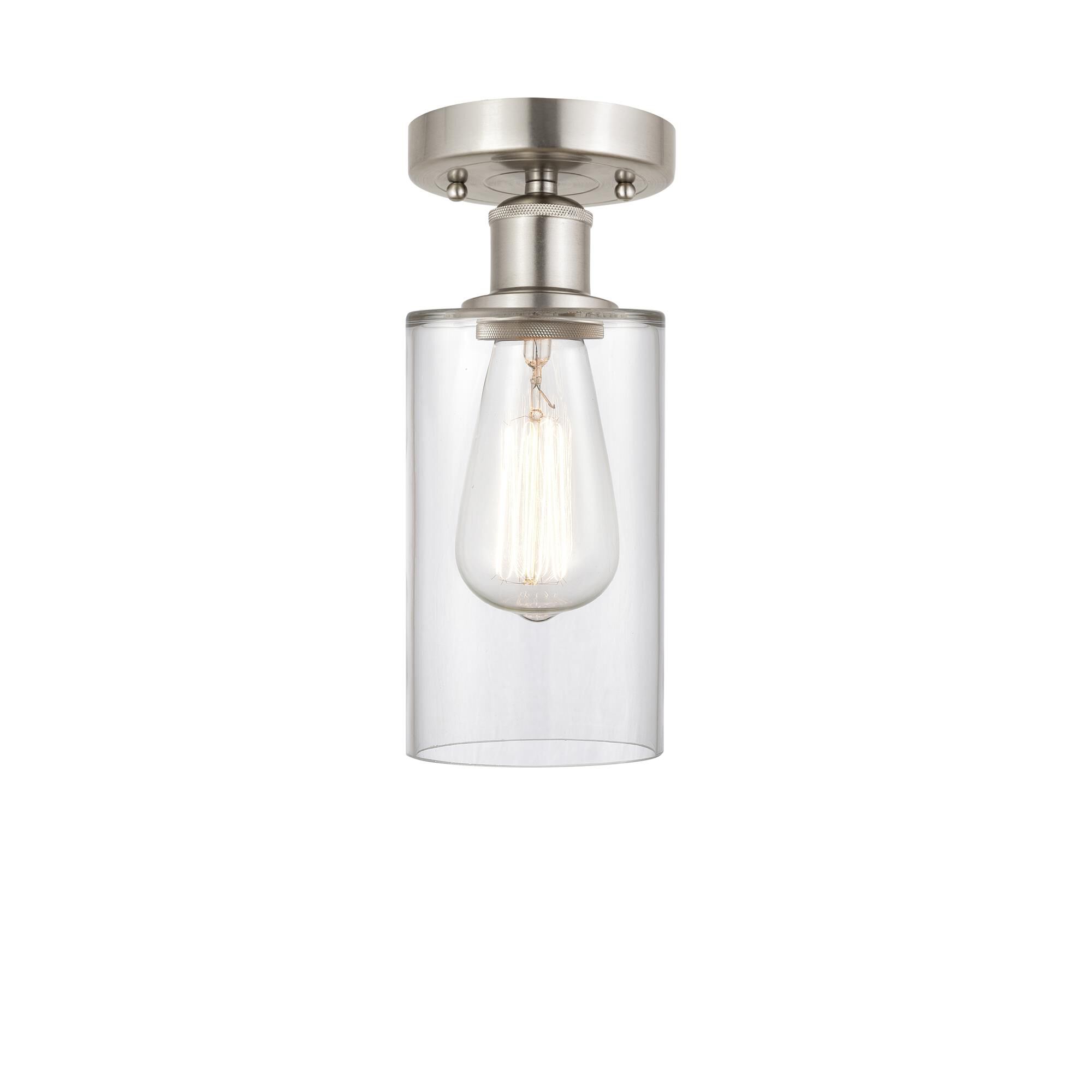Shown in Brushed Satin Nickel finish and Clear glass