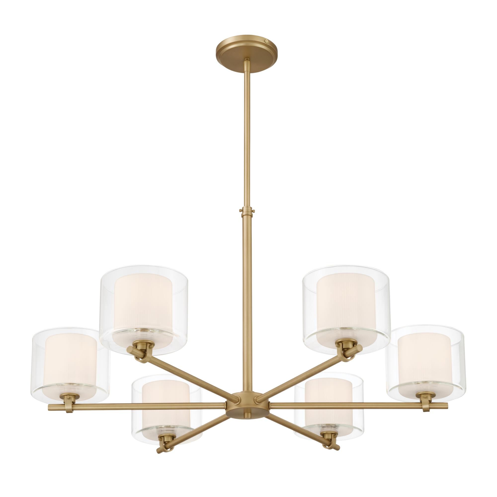 Shown in Legacy Brass finish and Clear and Etched Opal glass