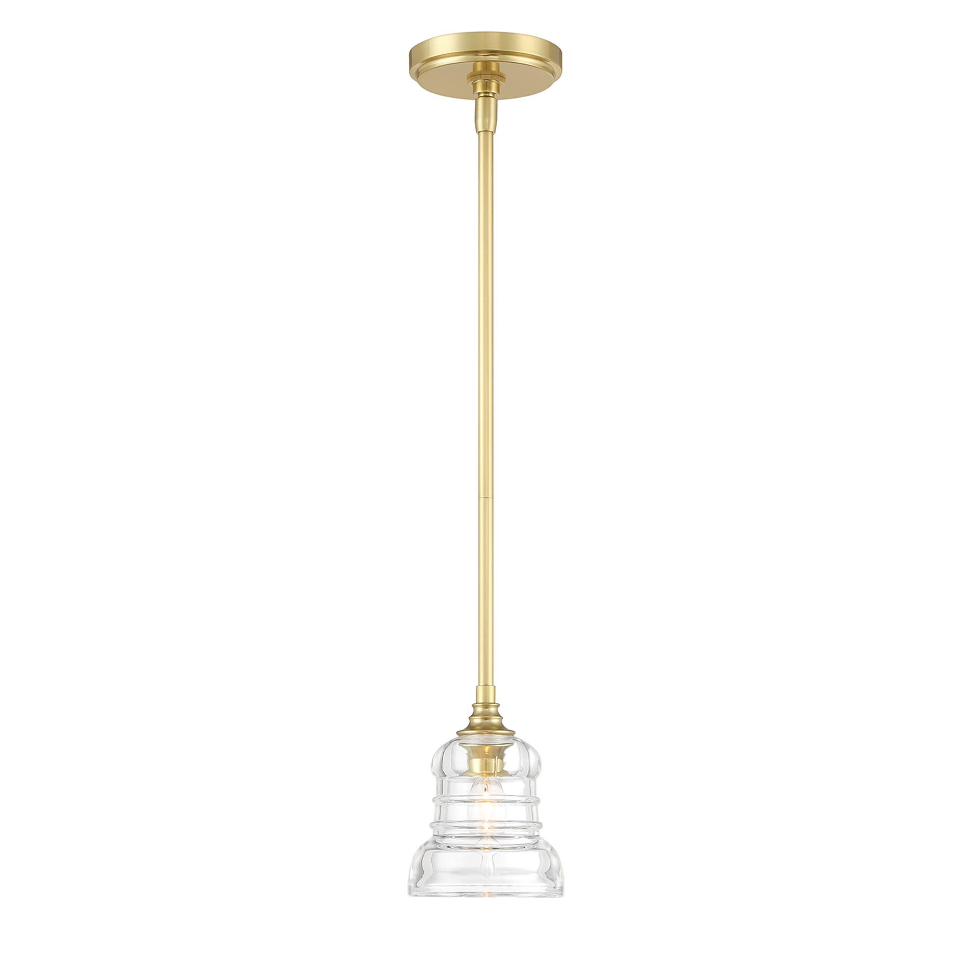 Shown in Aged Brass finish and Clear glass