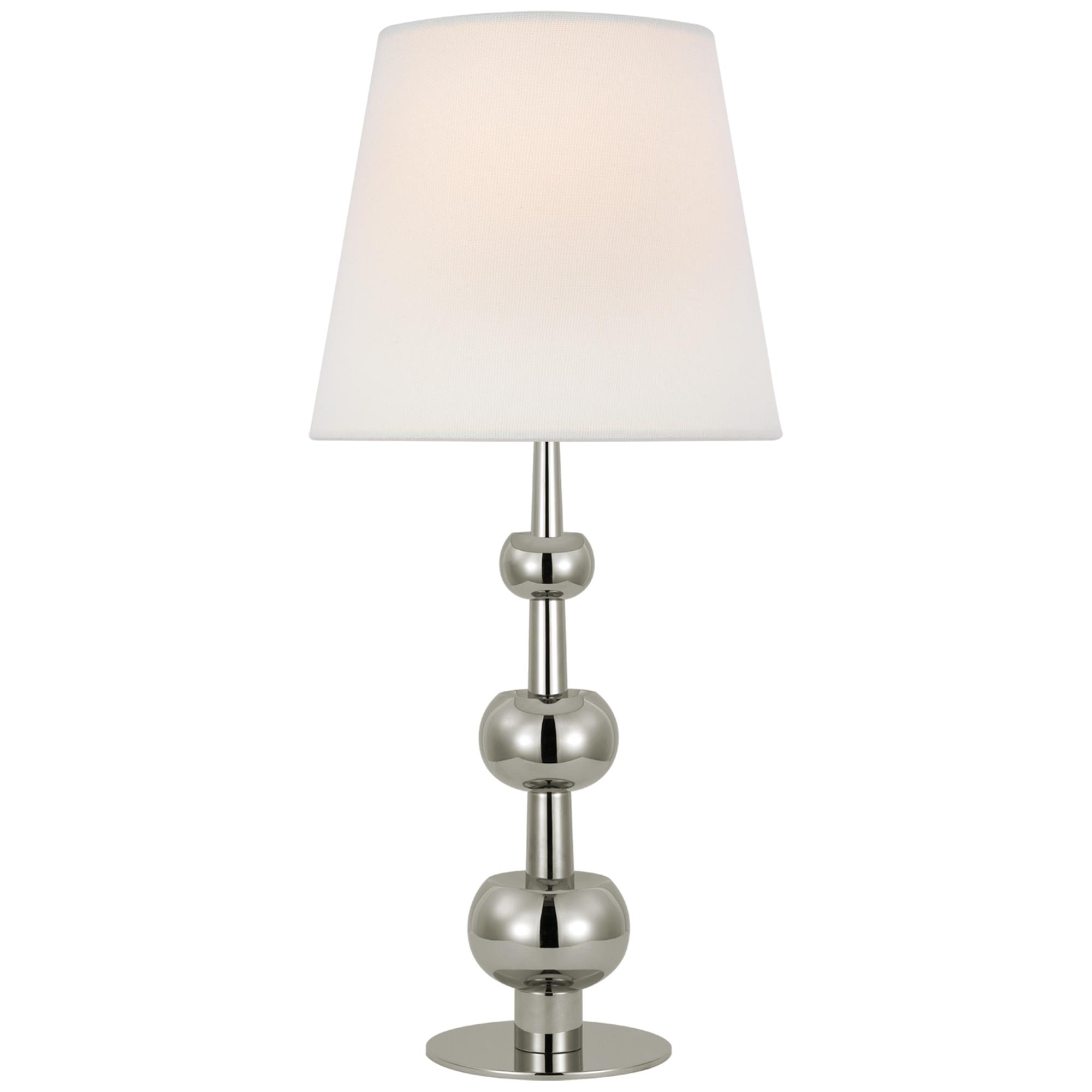 Shown in Polished Nickel finish and Linen shade